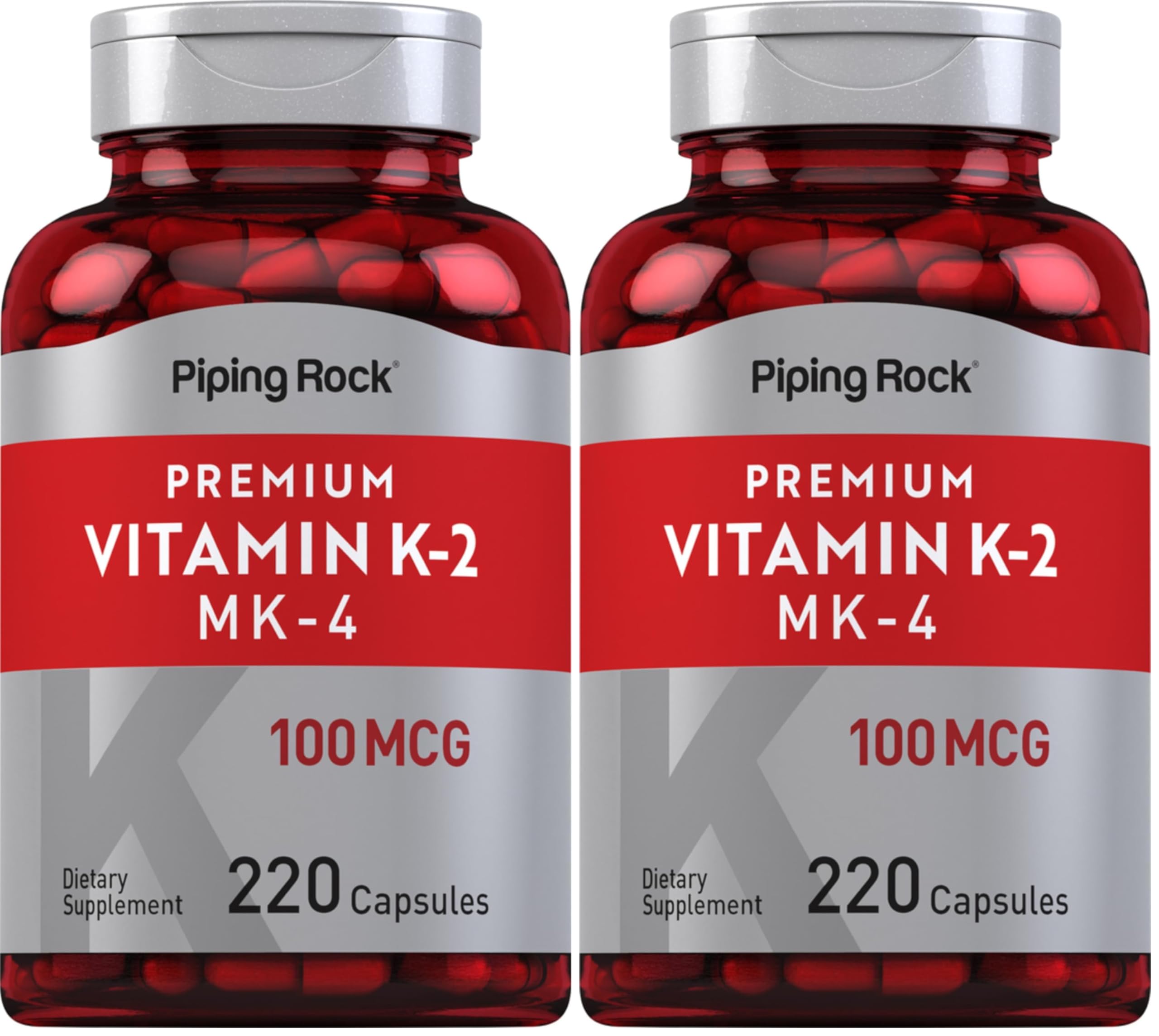 Piping Rock Vitamin K2 MK4 bottle front view for daily support