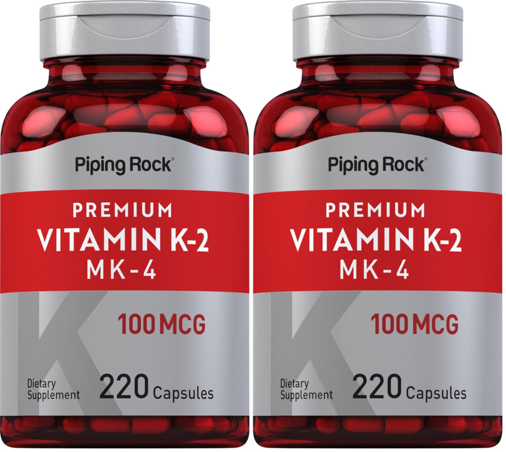 Piping Rock Vitamin K2 MK4 bottle front view for daily support