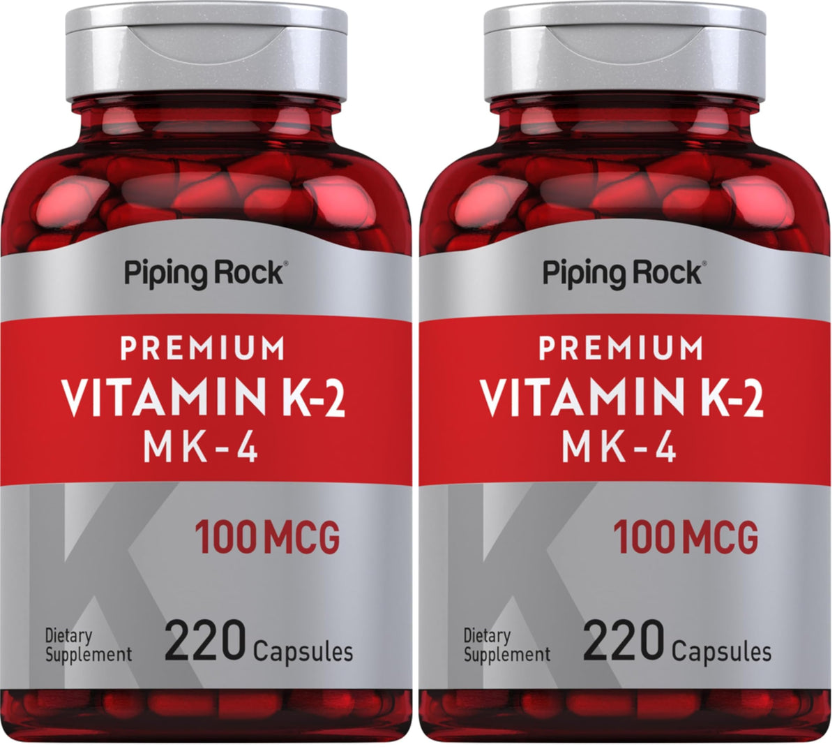 Piping Rock Vitamin K2 MK4 bottle front view for daily support
