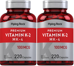 Piping Rock Vitamin K2 MK4 bottle front view for daily support