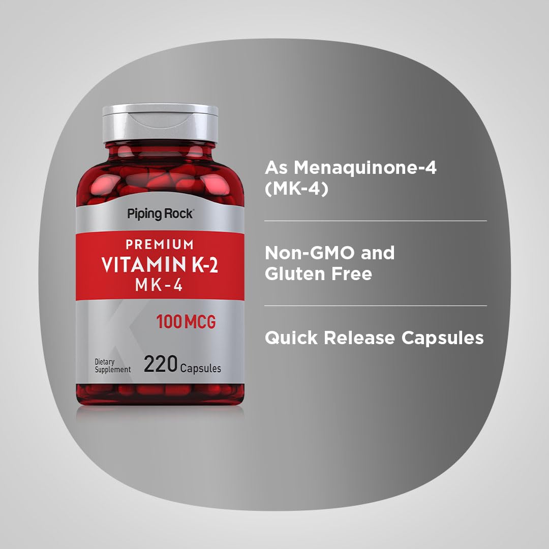Piping Rock Vitamin K2 MK4 two-bottle pack on display for value