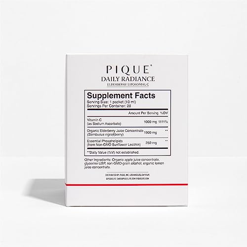 PIQUE daily-radiance-packets on counter offer convenient 10 mL servings.
