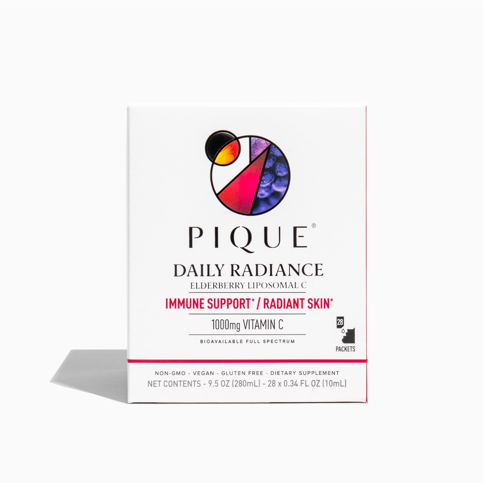 PIQUE liposomal C bottle pour demonstrates enhanced absorption for daily immune support.
