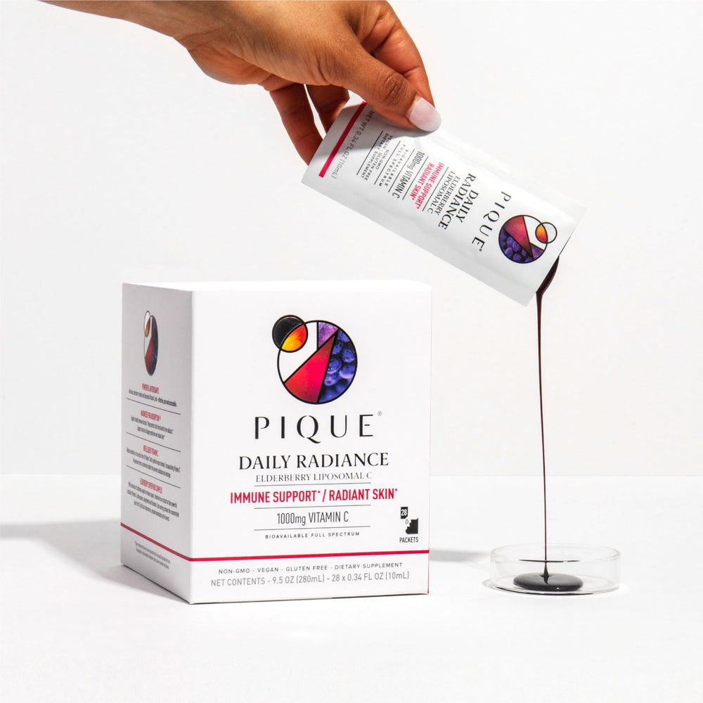 PIQUE antioxidant-rich formula supports healthy-looking skin and collagen through vitamin C.