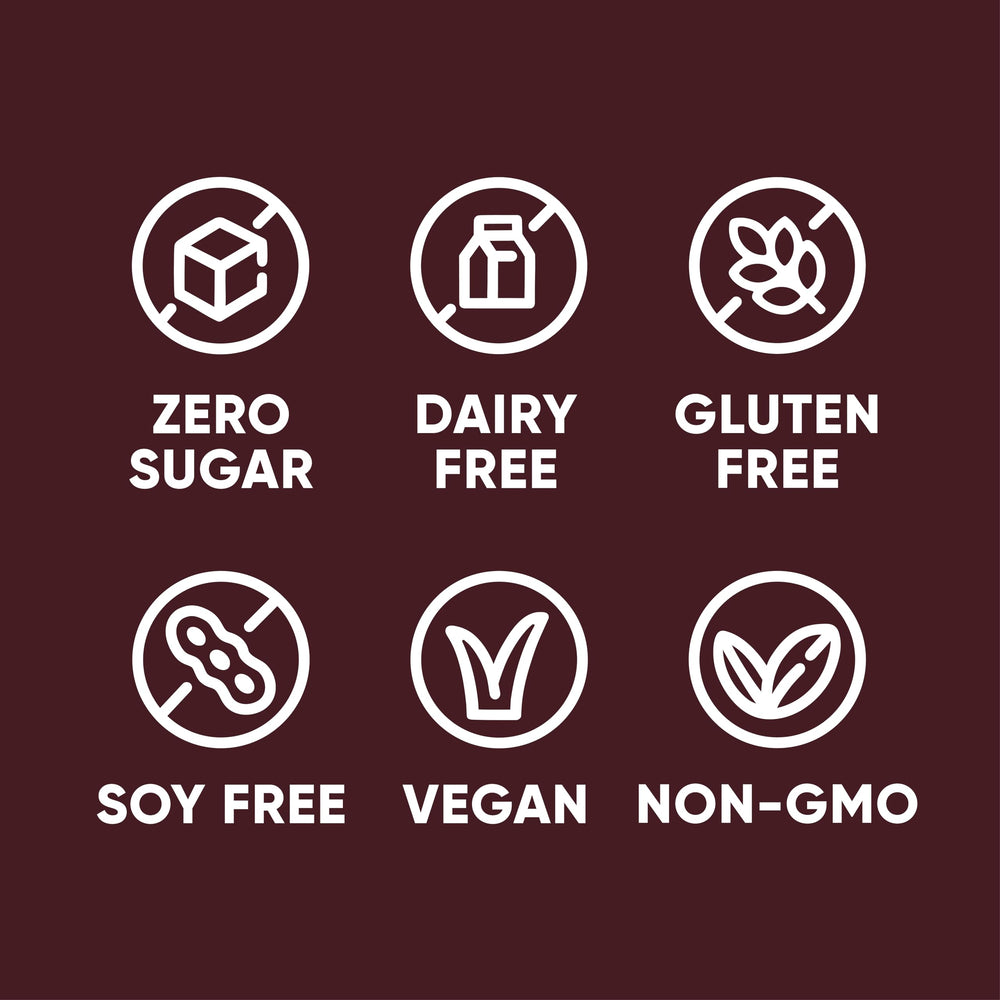 Pirq dairy-free protein powder label showing zero sugar and protein