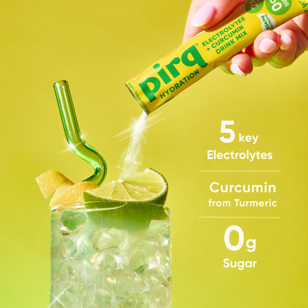 Pirq Hidratación mezcla en agua, fuente de electrolitos y sabor natural
