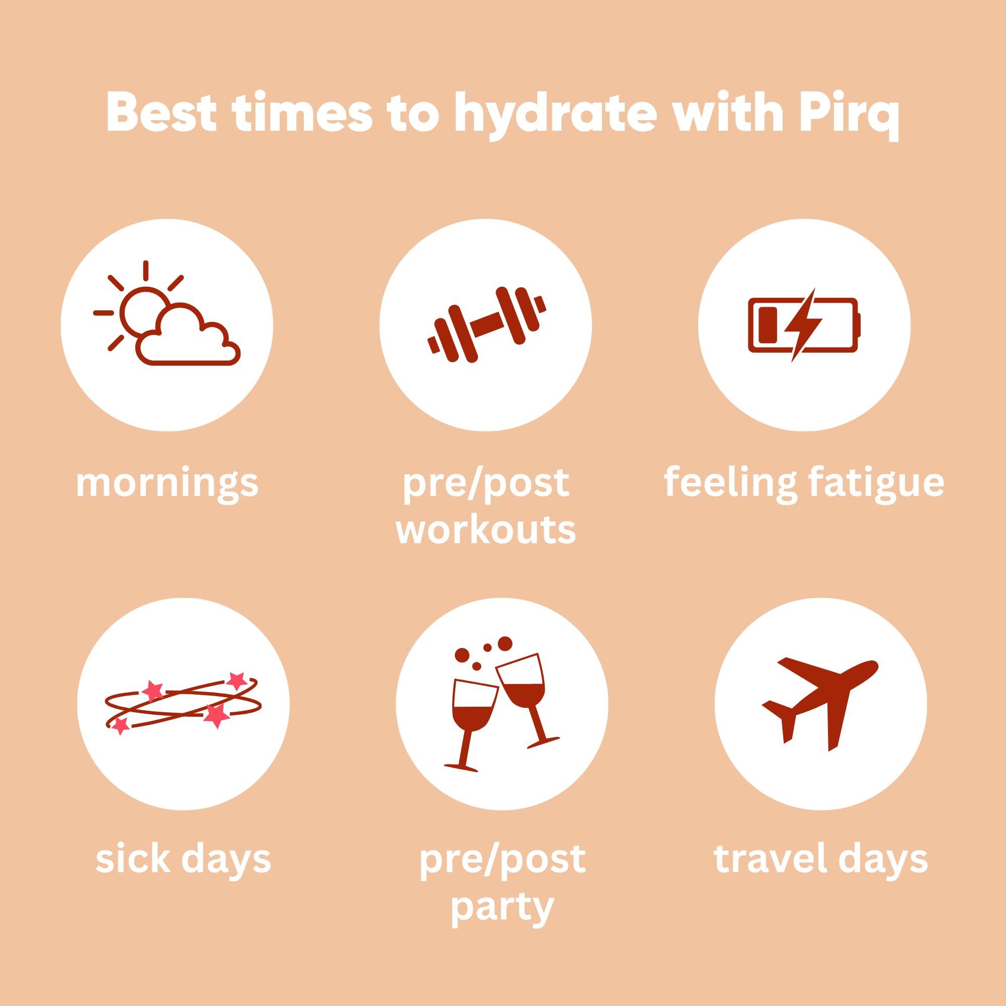 Pirq Hydration Peach Tea aroma and taste cues in image.