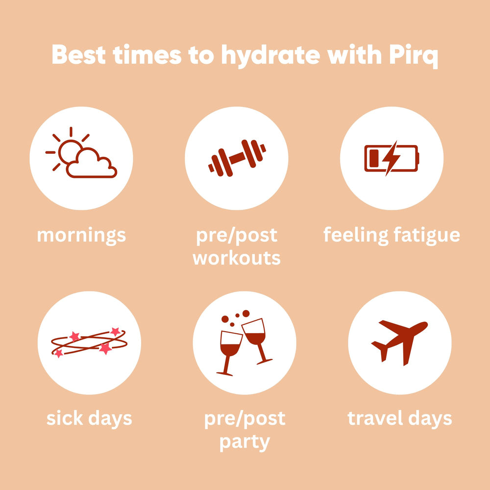 Pirq Hydration Peach Tea aroma and taste cues in image.