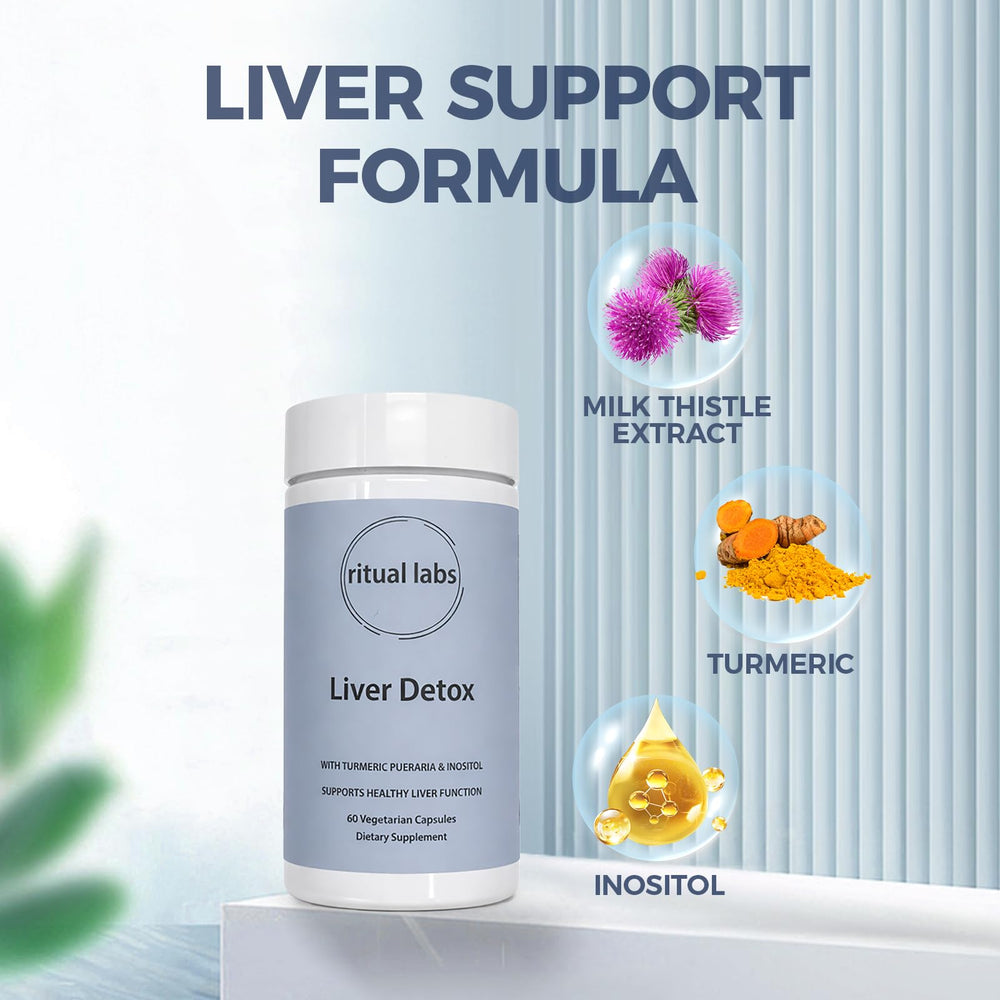 Piuregn Ritual Labs label shows 240 mg silymarin for liver support.