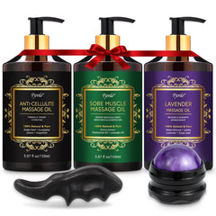 Pjordo 3-pack massage oil bottles for home massage routines.