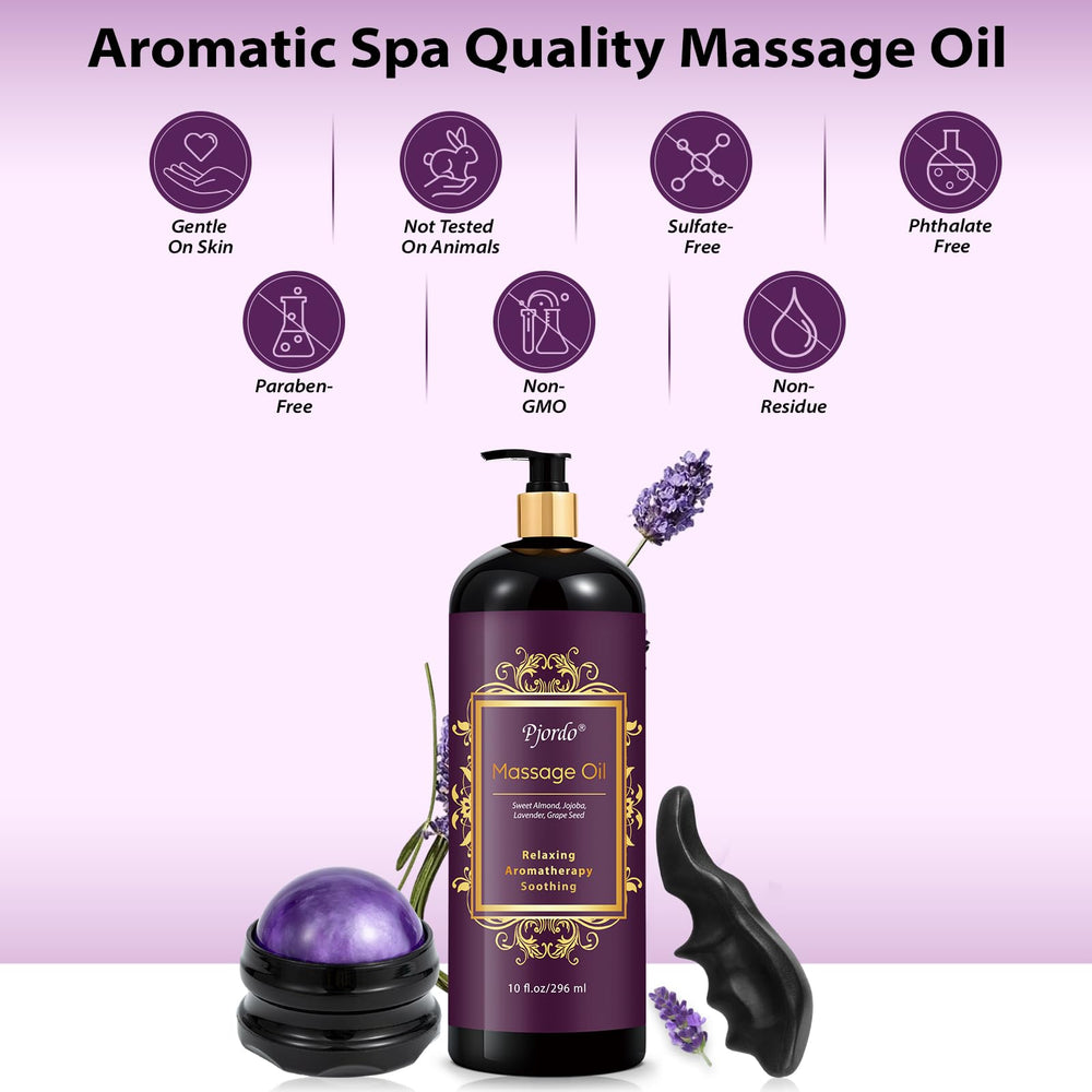 Pjordo natural lavender blend nourishes skin during massage.