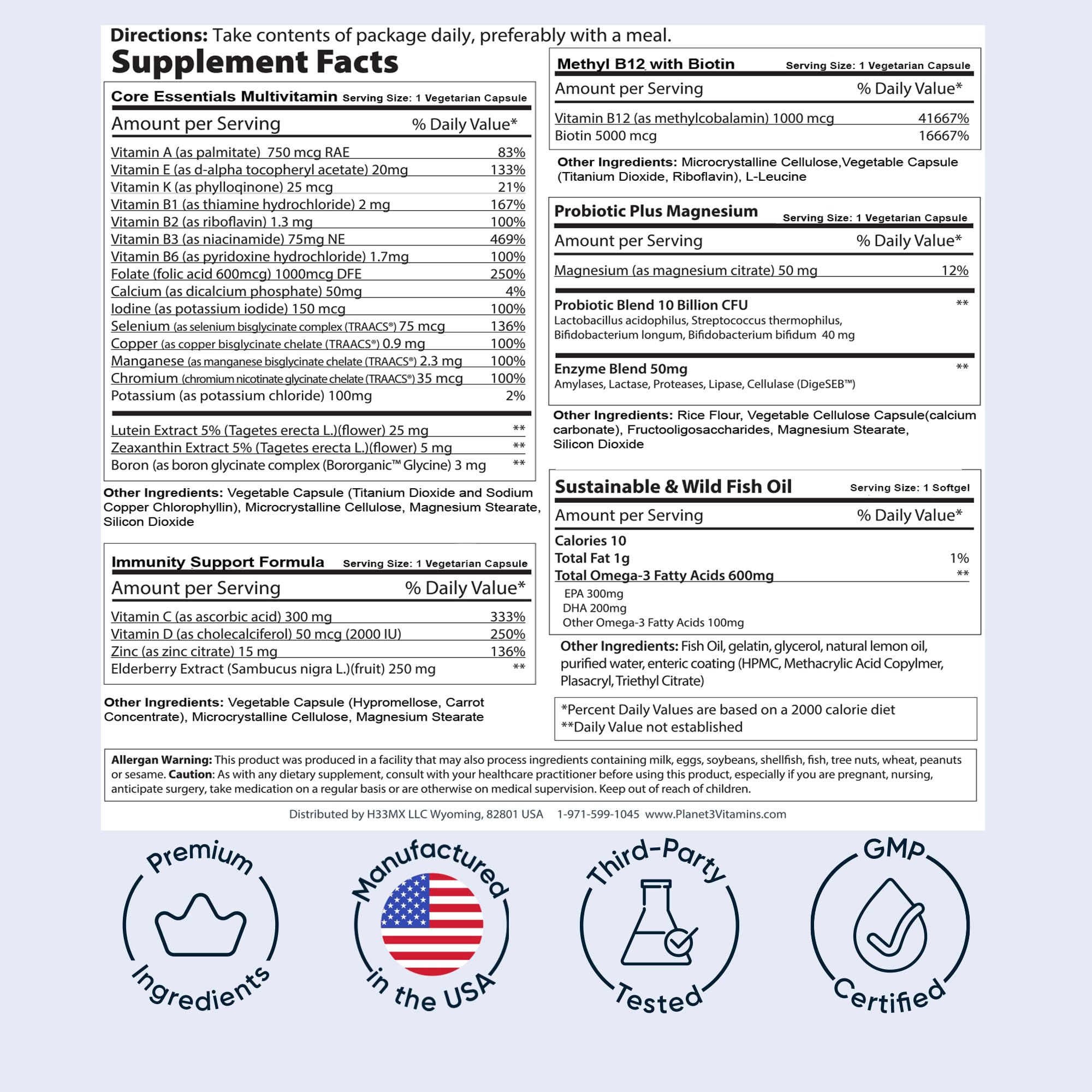 Planet 3 Daily Vitamin Packs travel-use setup suggests on-the-go regimen.