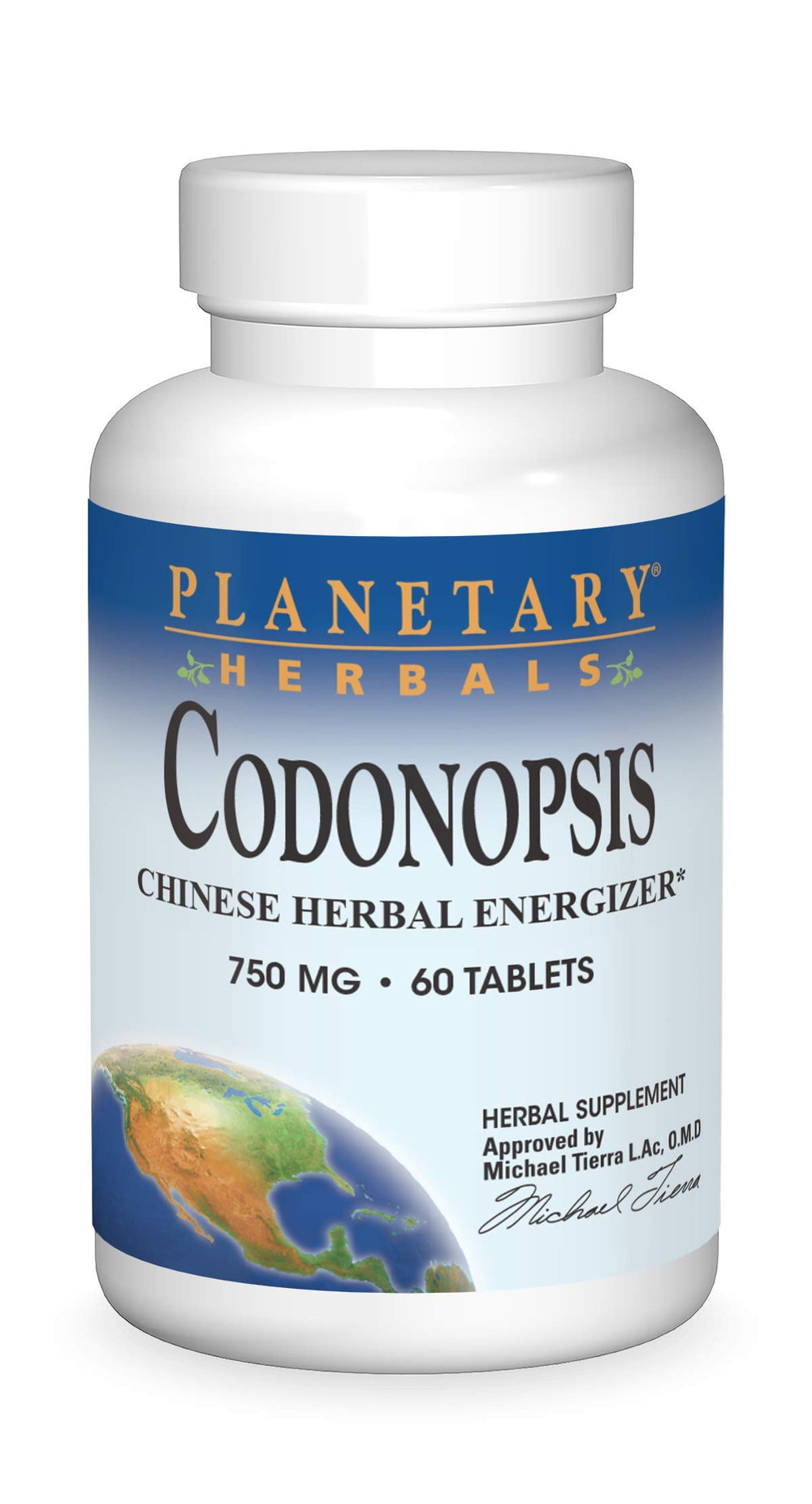 Planetary Herbals Codonopsis tablets bottle front, showcasing energy and endurance support.