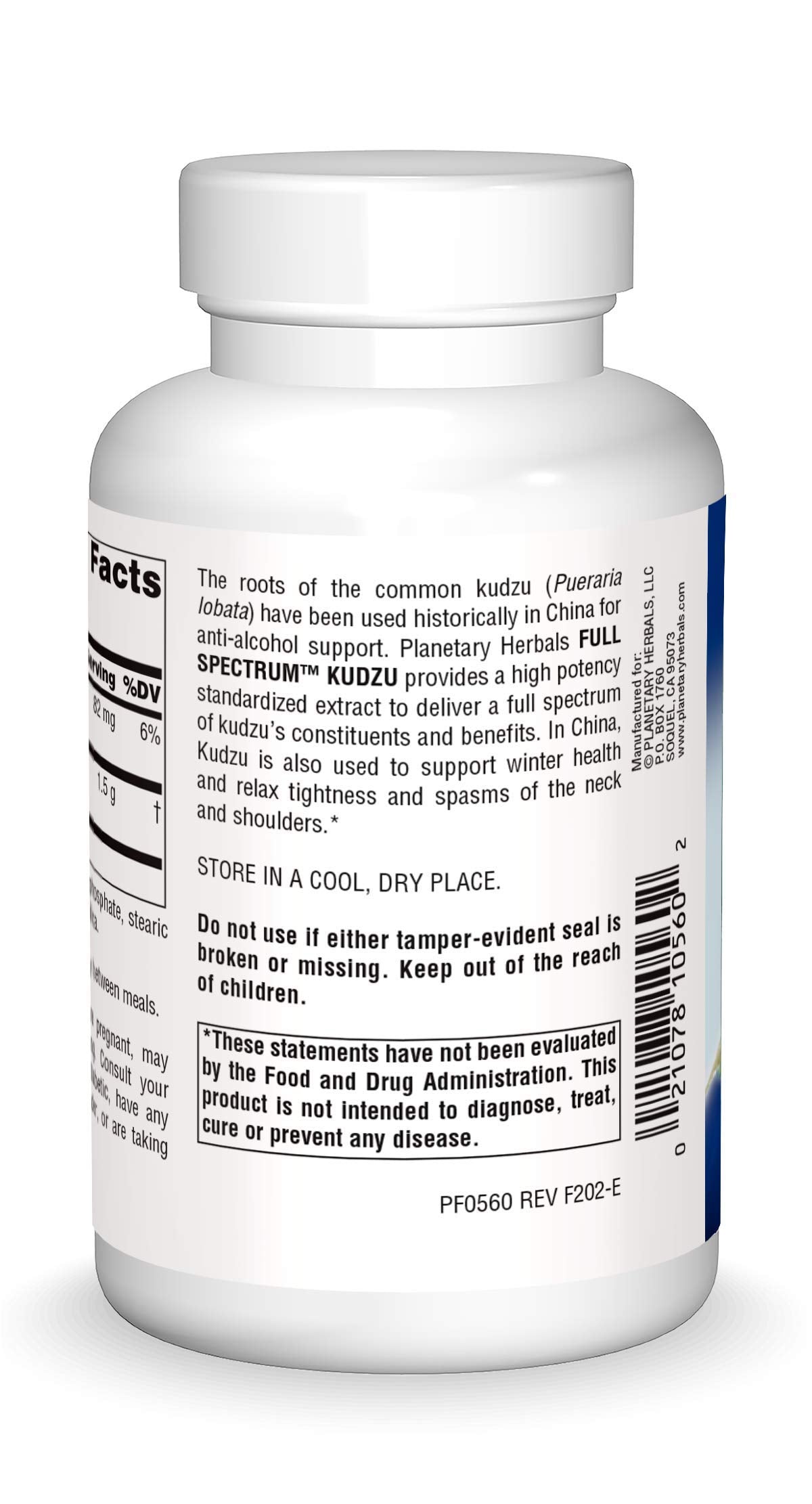 Planetary Herbals Kudzu label closeup highlights herbal blend and benefits.
