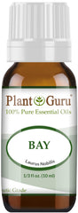 Plant Guru Bay essential oil bottle with leaves for diffuser blends.