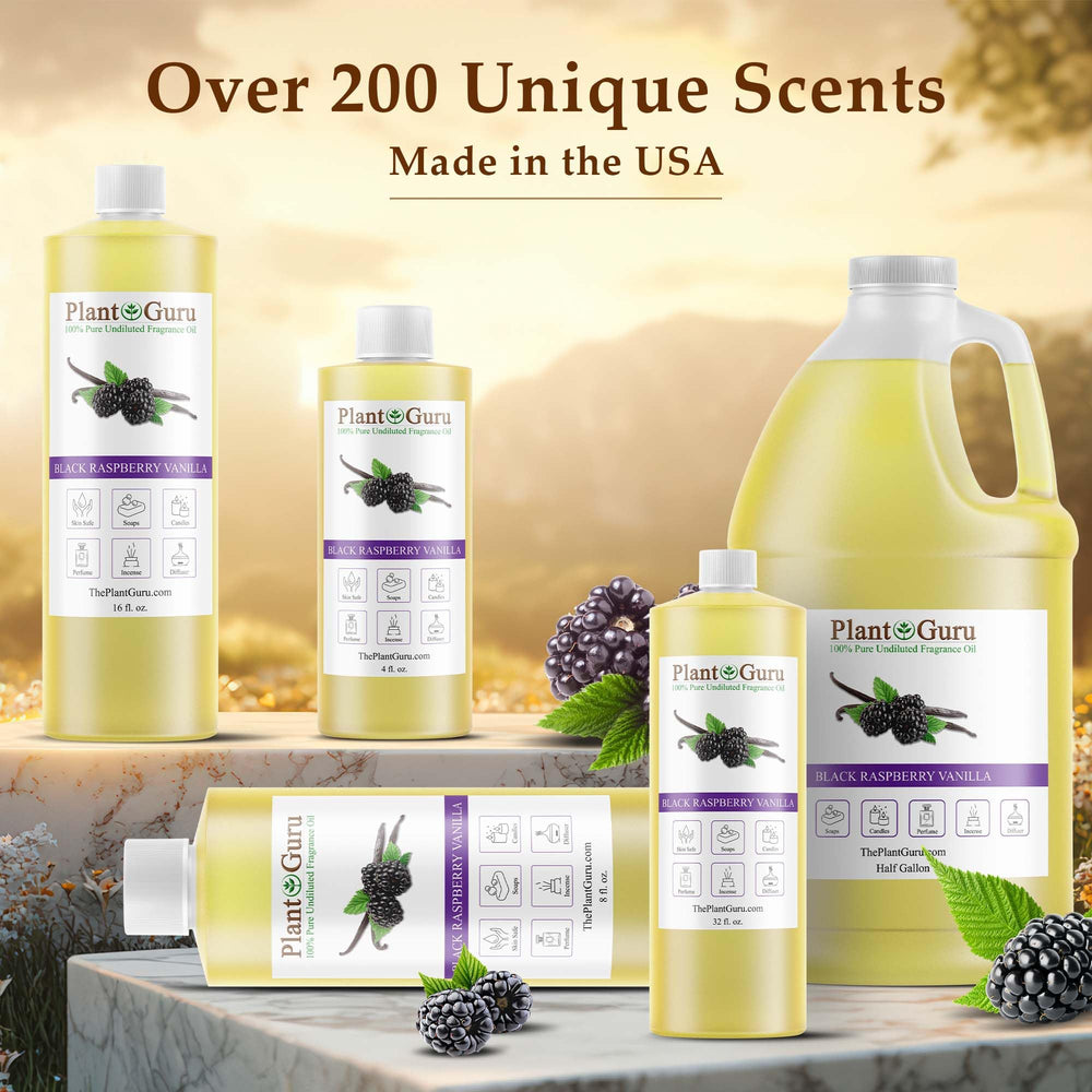 Plant Guru fragrance oil label closeup showing safe, phthalate-free formula
