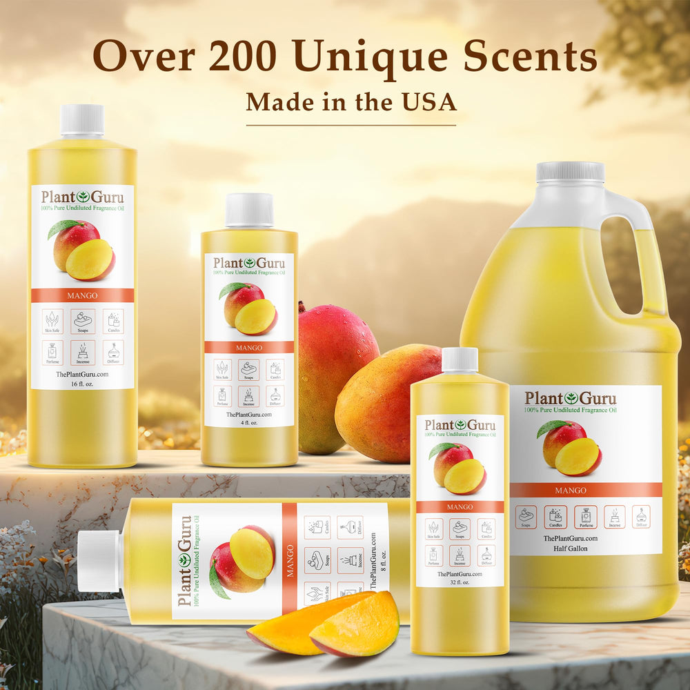 Plant Guru Mango Fragrance Oil diffuser used for room-filling fruity scent.