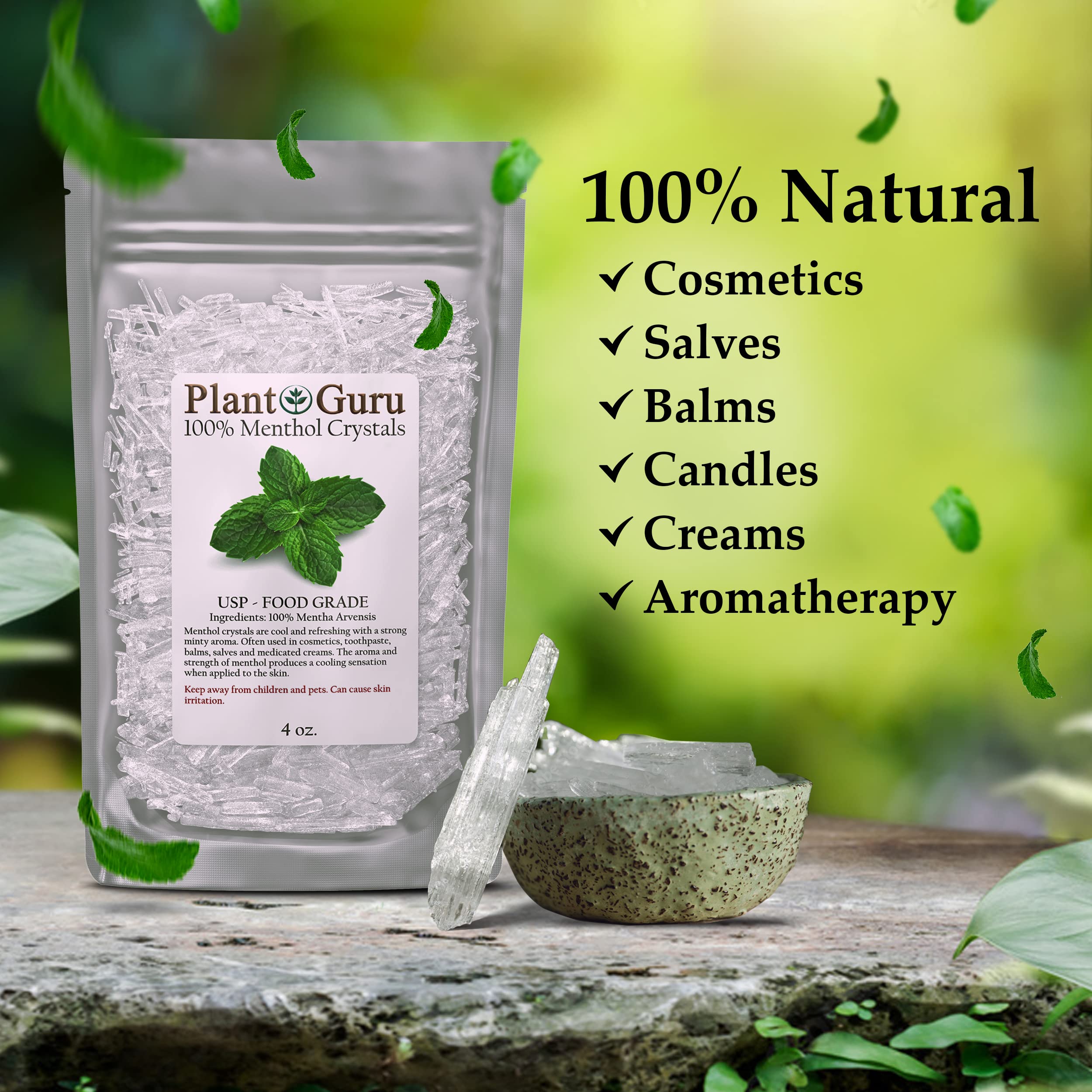 Plant Guru Menthol Crystals integrated into cosmetics and balms