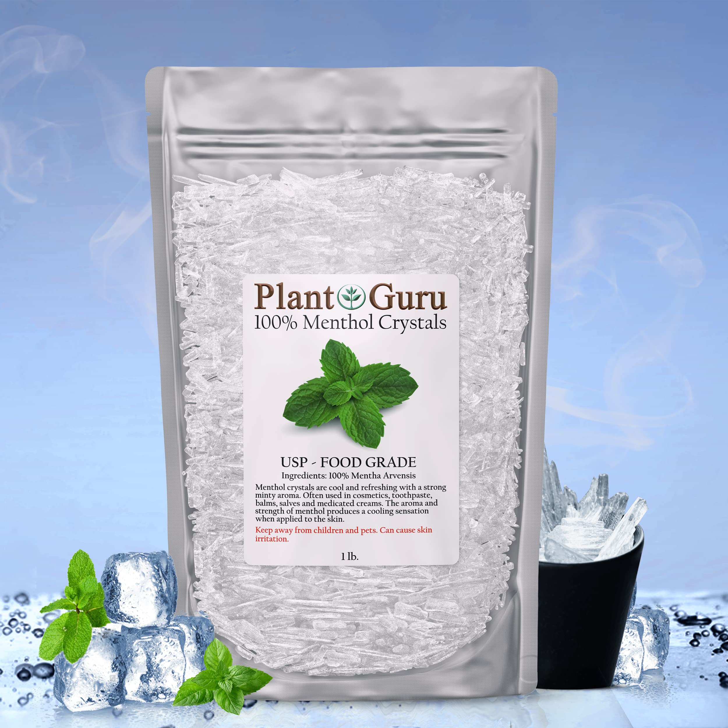 Plant Guru Menthol Crystals raw crystal form showing purity and quality