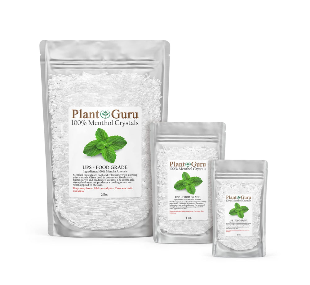 Spa-inspired setup with Plant Guru Menthol Crystals for cooling ambiance.