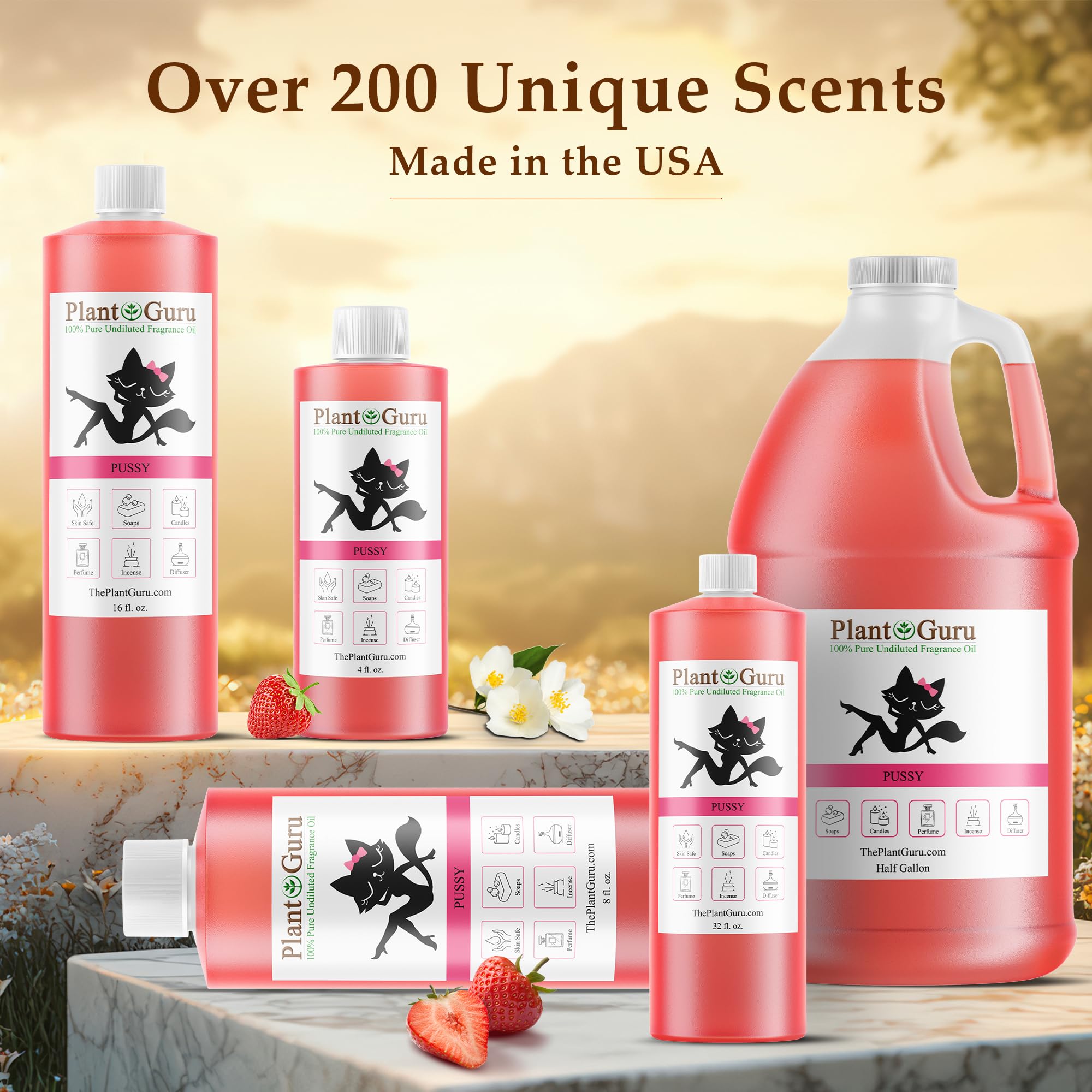 Plant Guru Pussy Perfume Fragrance Oil 16 oz bottle pour shot for blending.