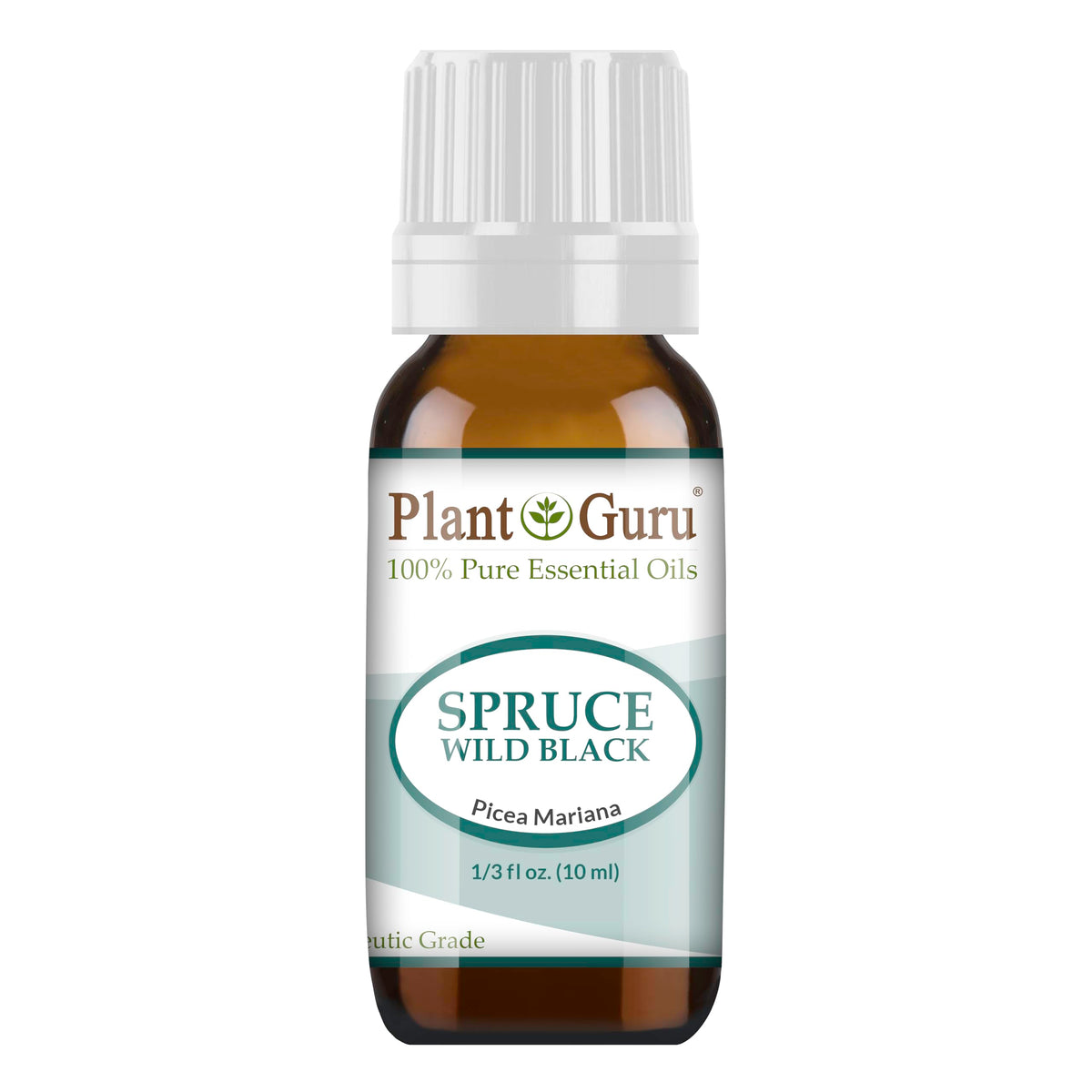 Plant Guru Wild Black Spruce essential oil bottle with fresh woody aroma for calming aromatherapy
