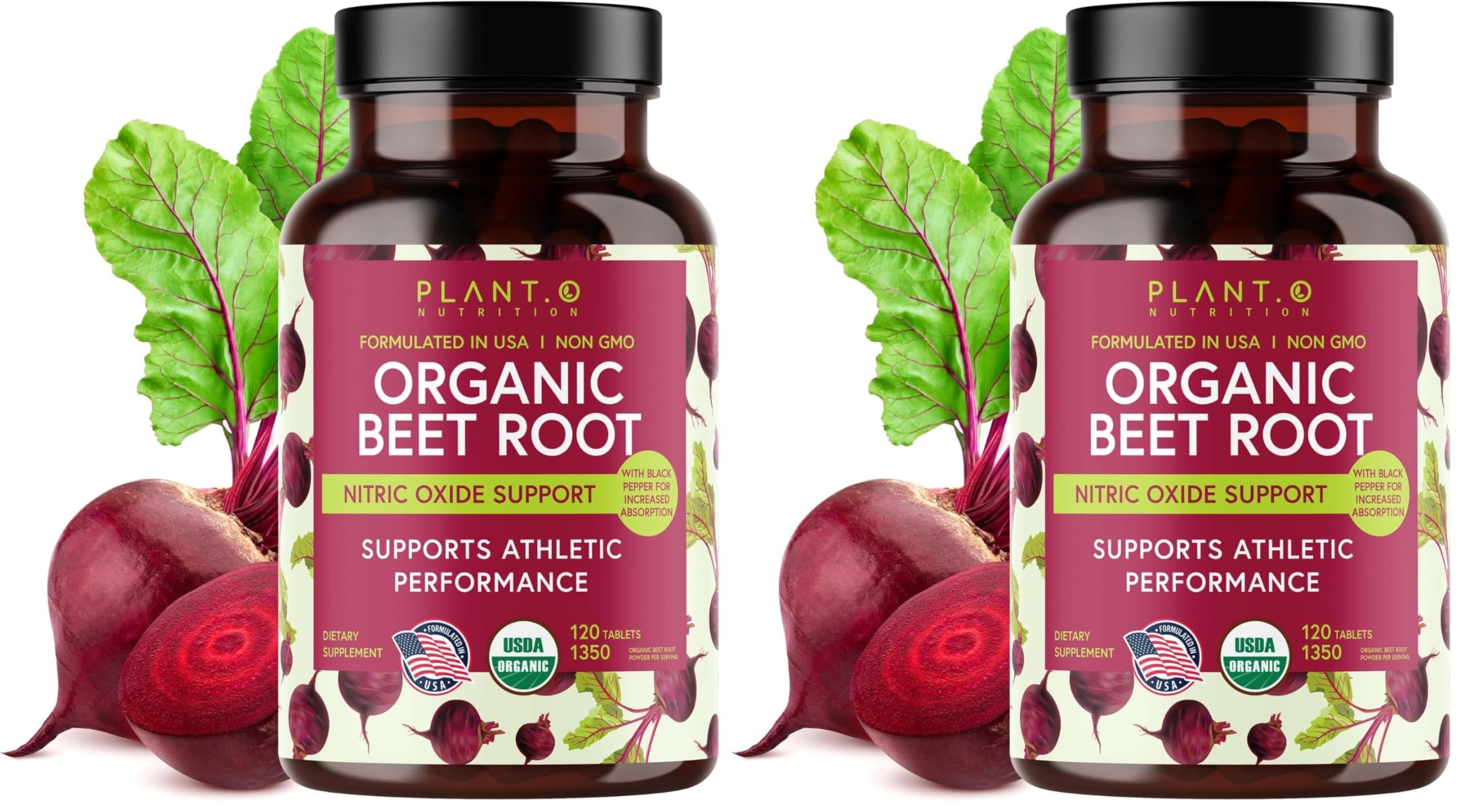 Plant.O Nutrition beet root tablets bottle front for daily wellness.