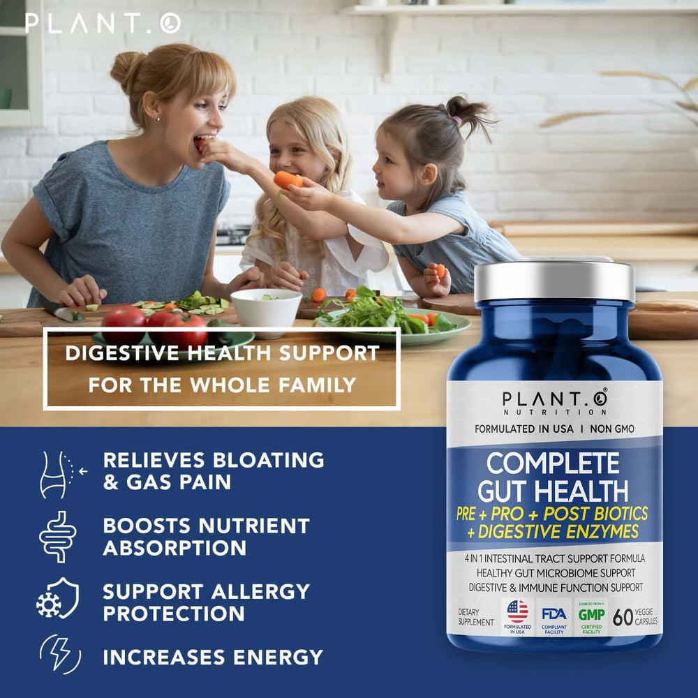 PLANT.O NUTRITION digestive enzymes illustration for nutrient breakdown support.