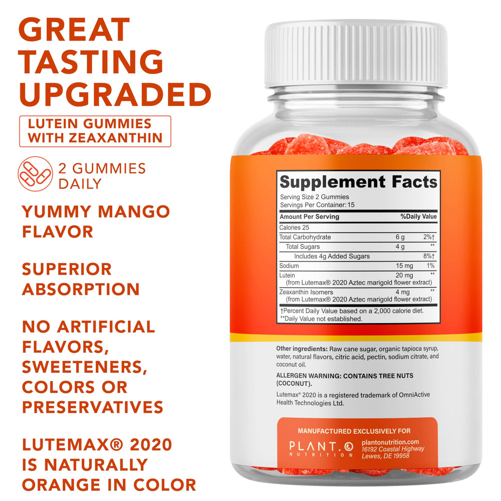 PLANT.O NUTRITION vegan eye health gummies in bottle for screen time