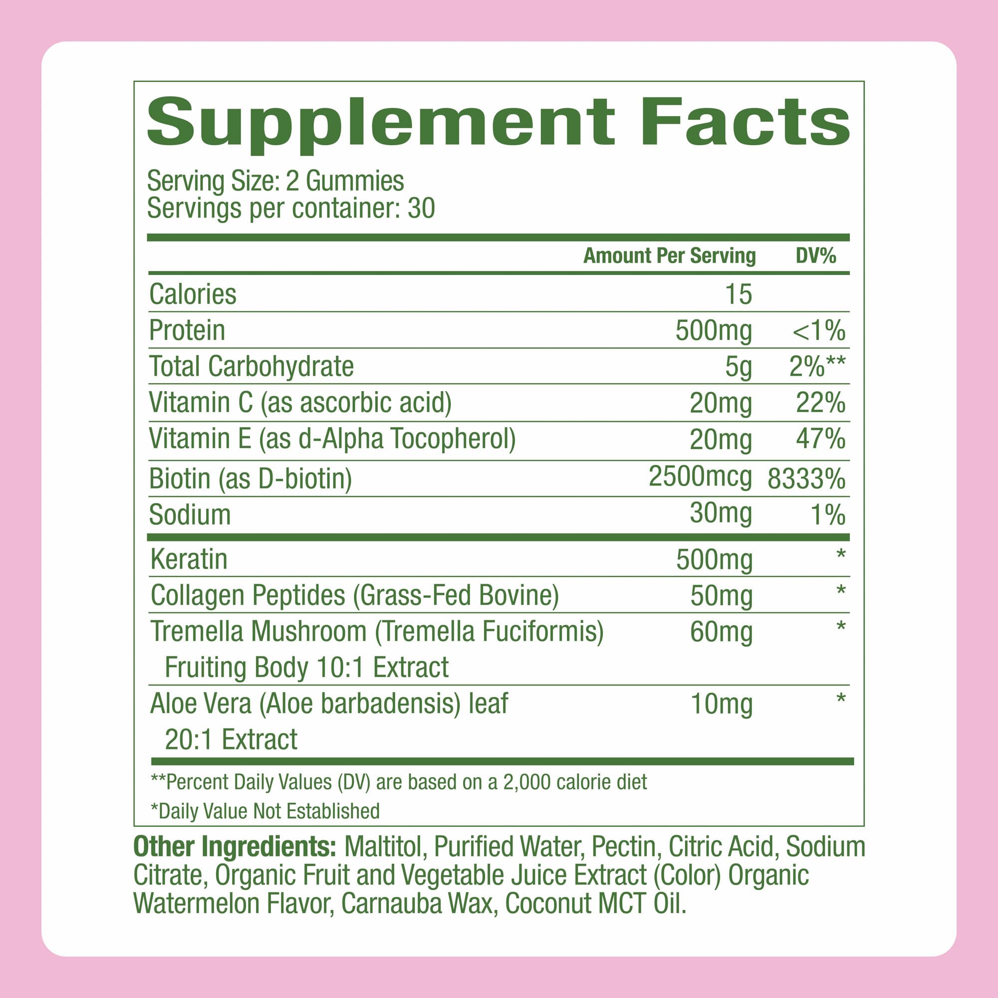 Plant People WonderBeauty gummies close-up highlighting delicious watermelon flavor for daily beauty support.