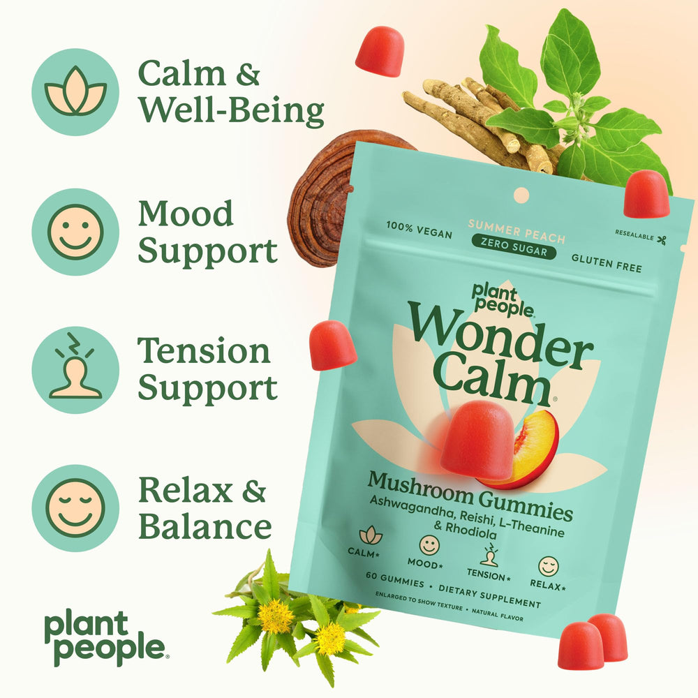 Ashwagandha-dominant gummy serving with reishi and L-theanine to show synergy