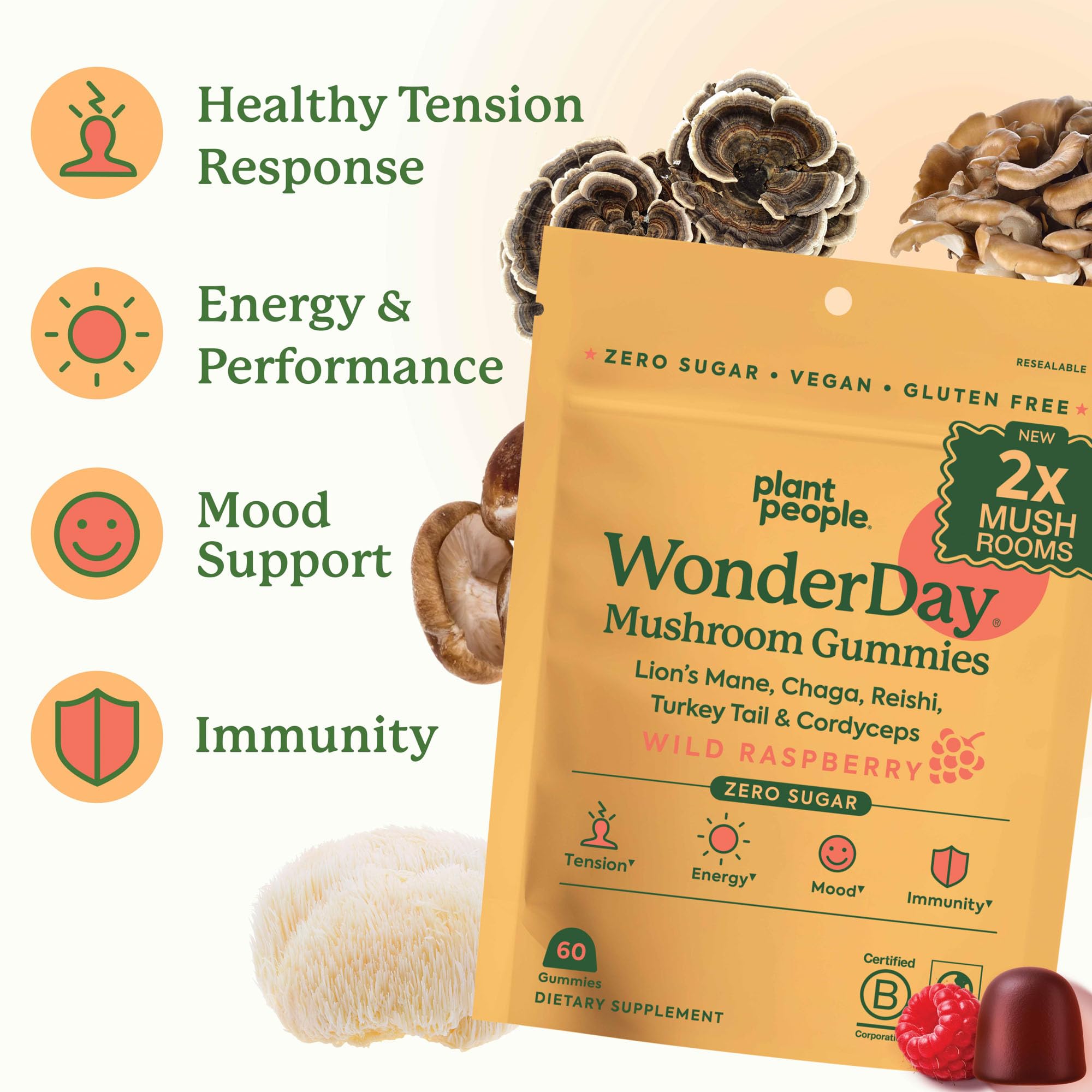Plant People WonderDay gummies in hand ideal for morning focus