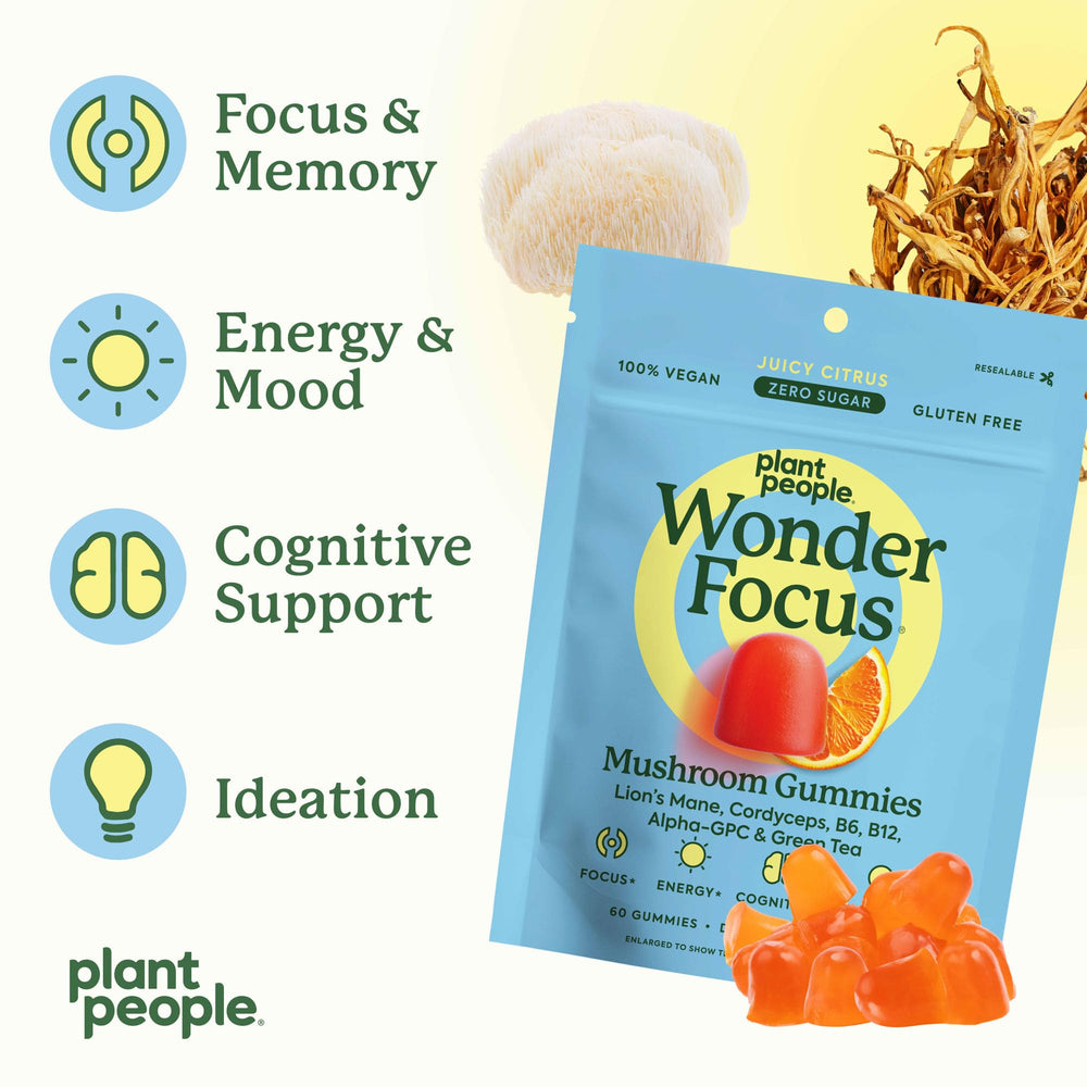 WonderFocus citrus-flavored gummies ready to support study focus.
