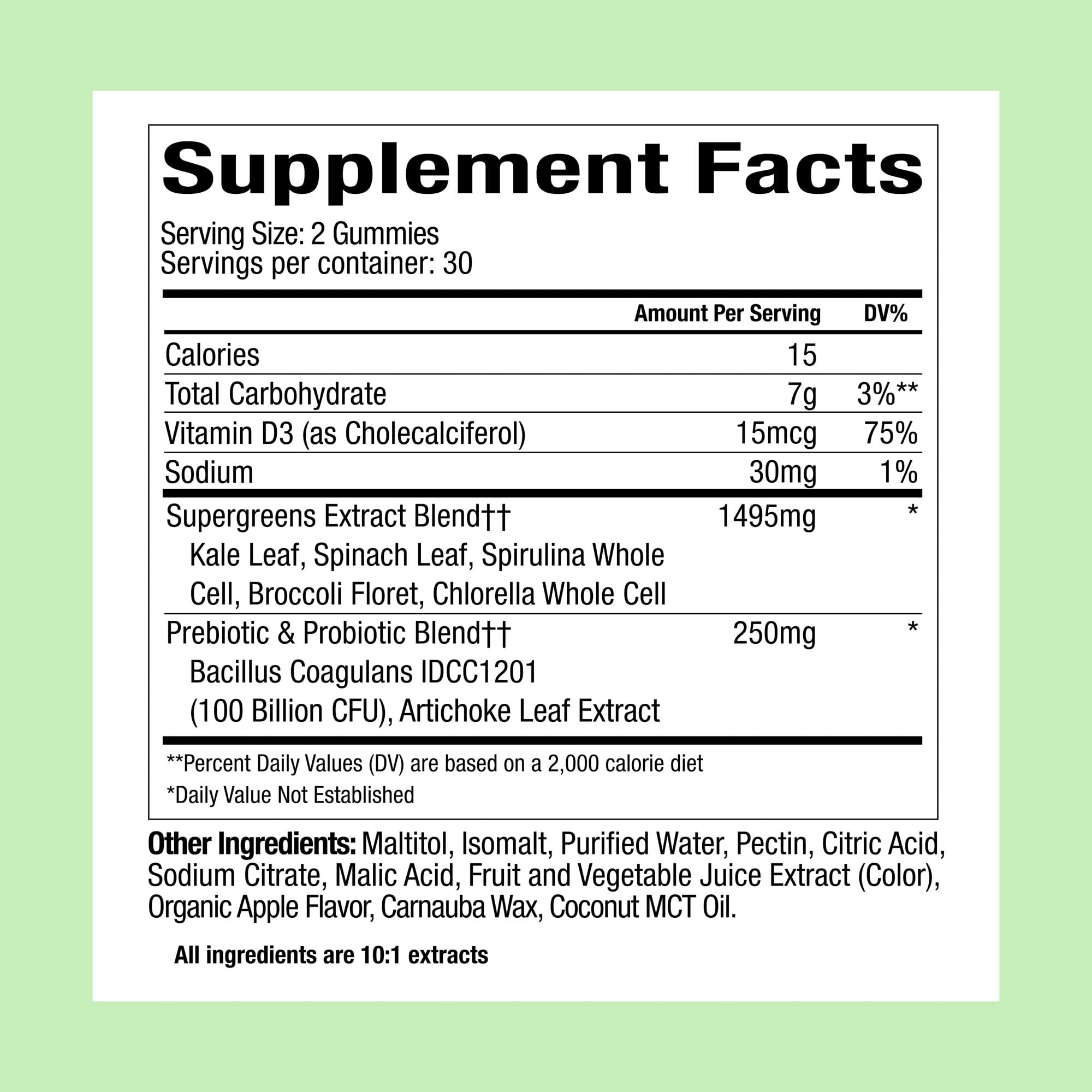 Plant People WonderGreens gummies closeup highlights texture and vibrant color for convenient daily nutrition.