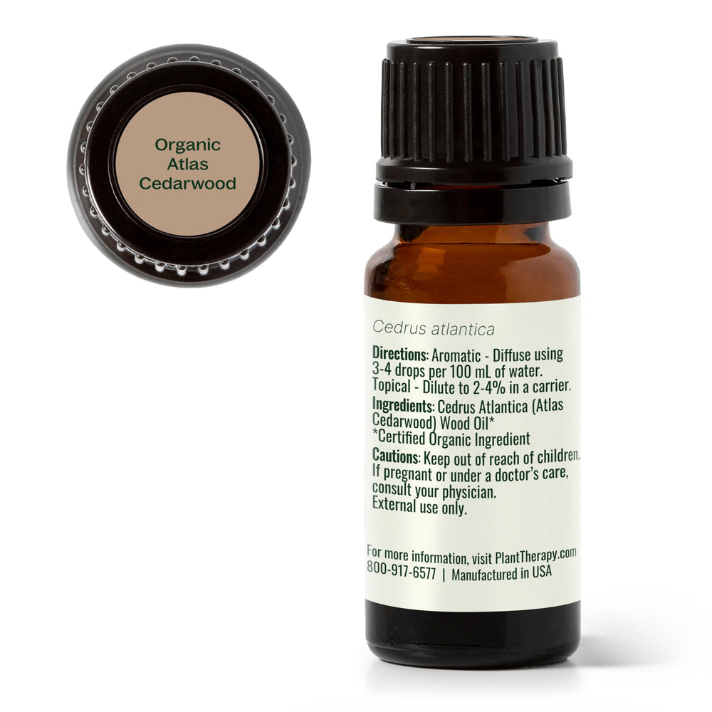 Plant Therapy Atlas Cedarwood used on scalp to support routine care.