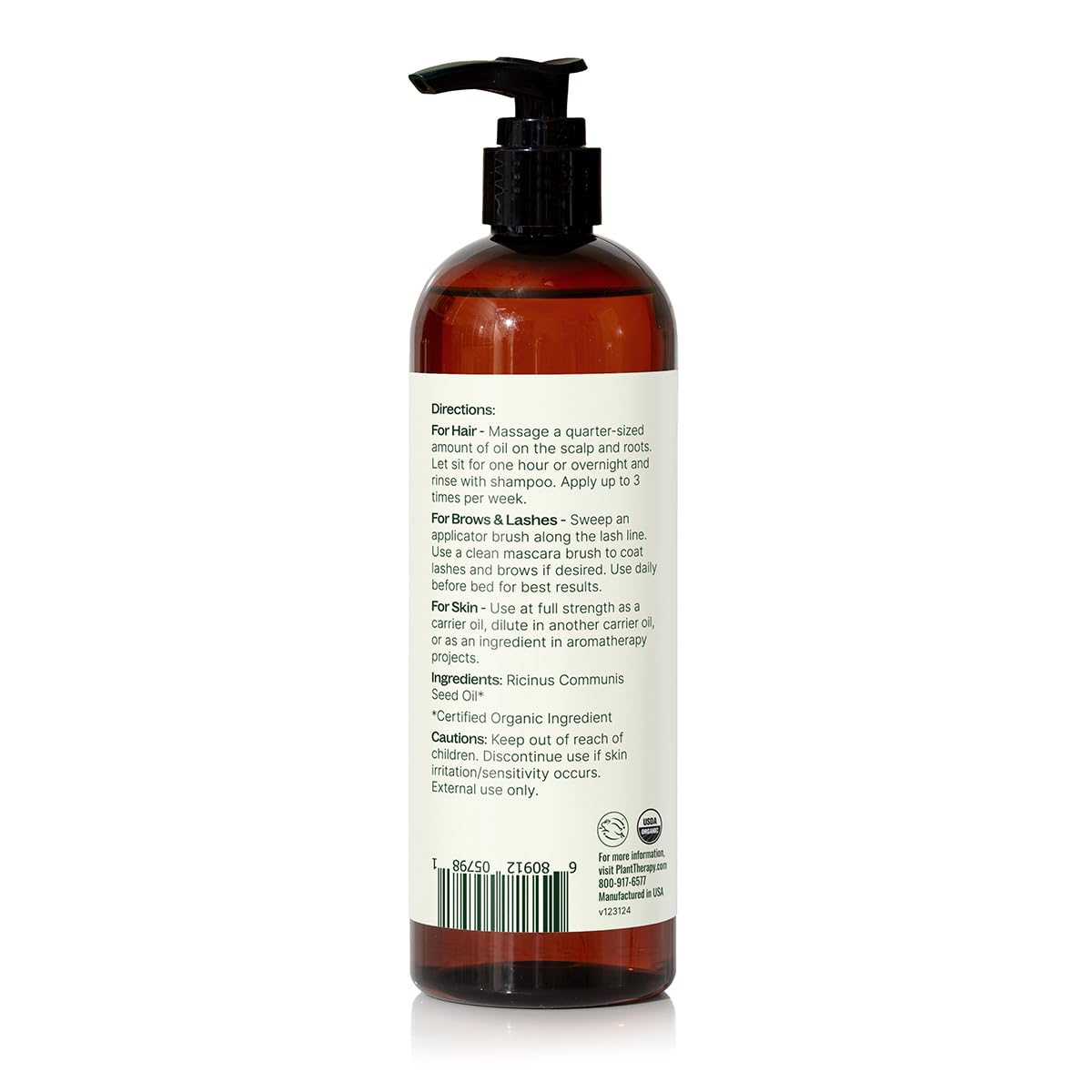 Plant Therapy Castor Oil high value label emphasizes purity.