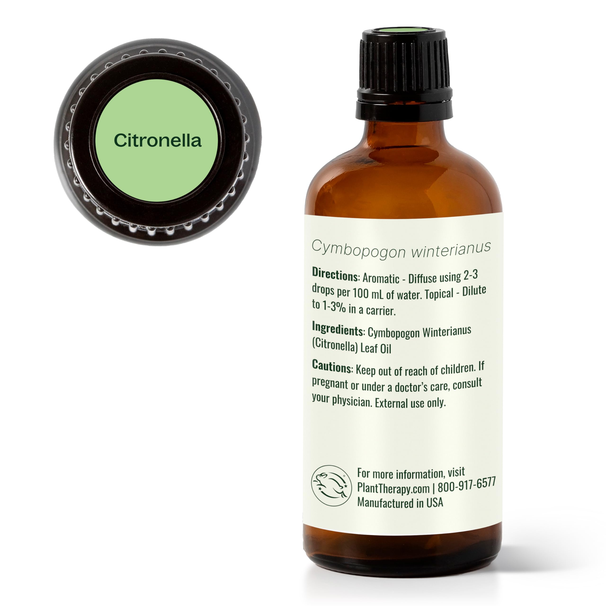 Plant Therapy Citronella Oil skin-care application or candle use.