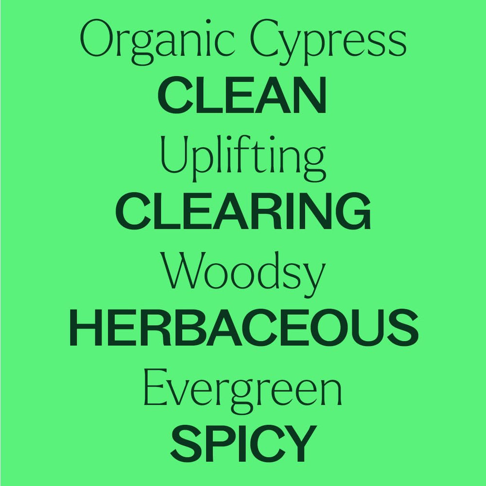 Plant Therapy Cypress leaves highlight natural origin and plant distillation.