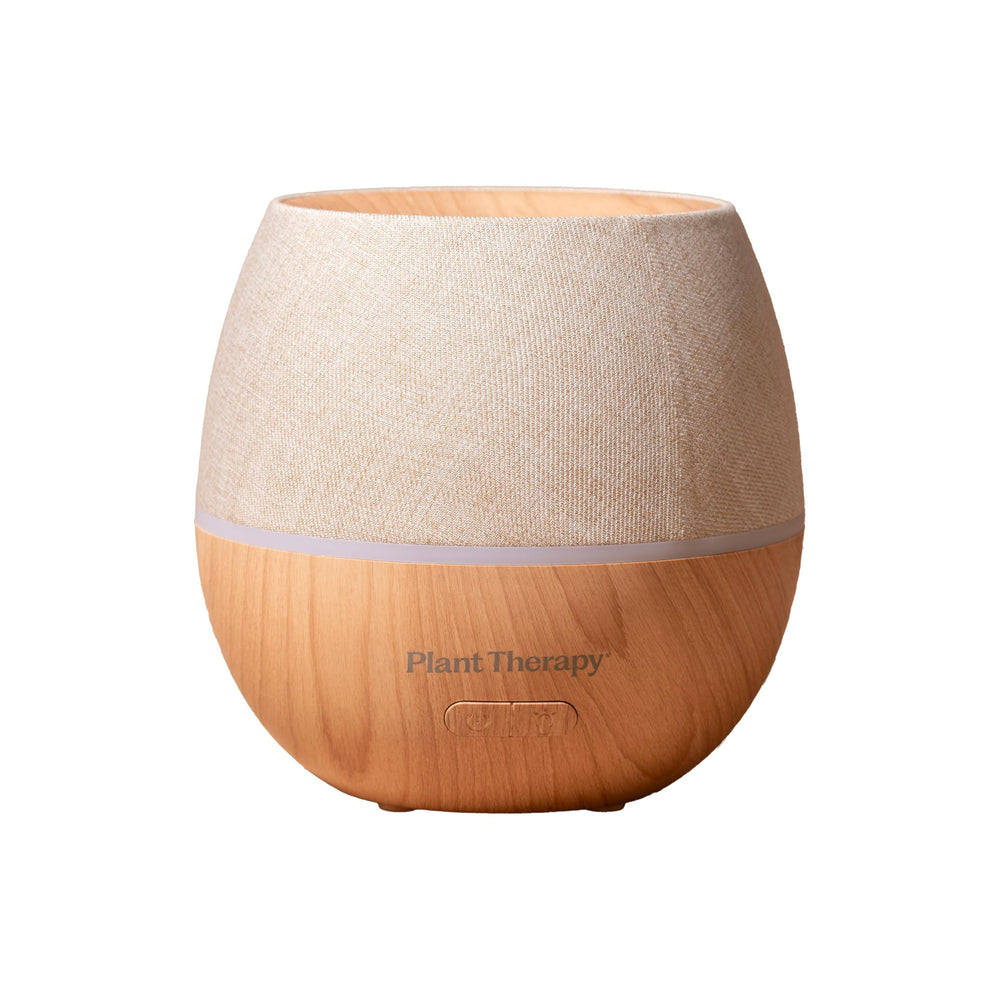 Plant Therapy Drift Linen Diffuser top view shows soft linen texture, ideal for bedrooms.