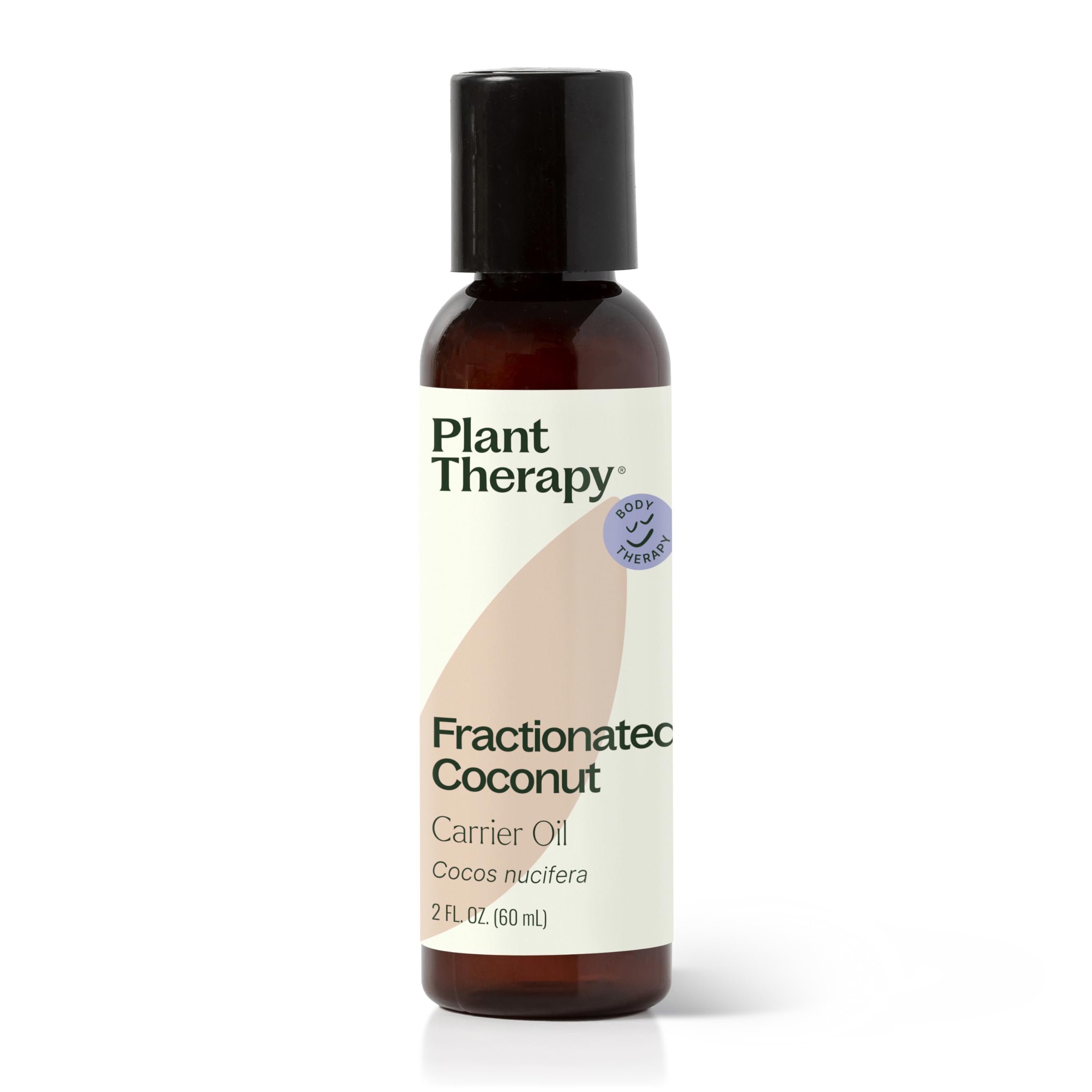 Plant Therapy Fractionated Coconut Oil bottle for smooth, lightweight skin care.
