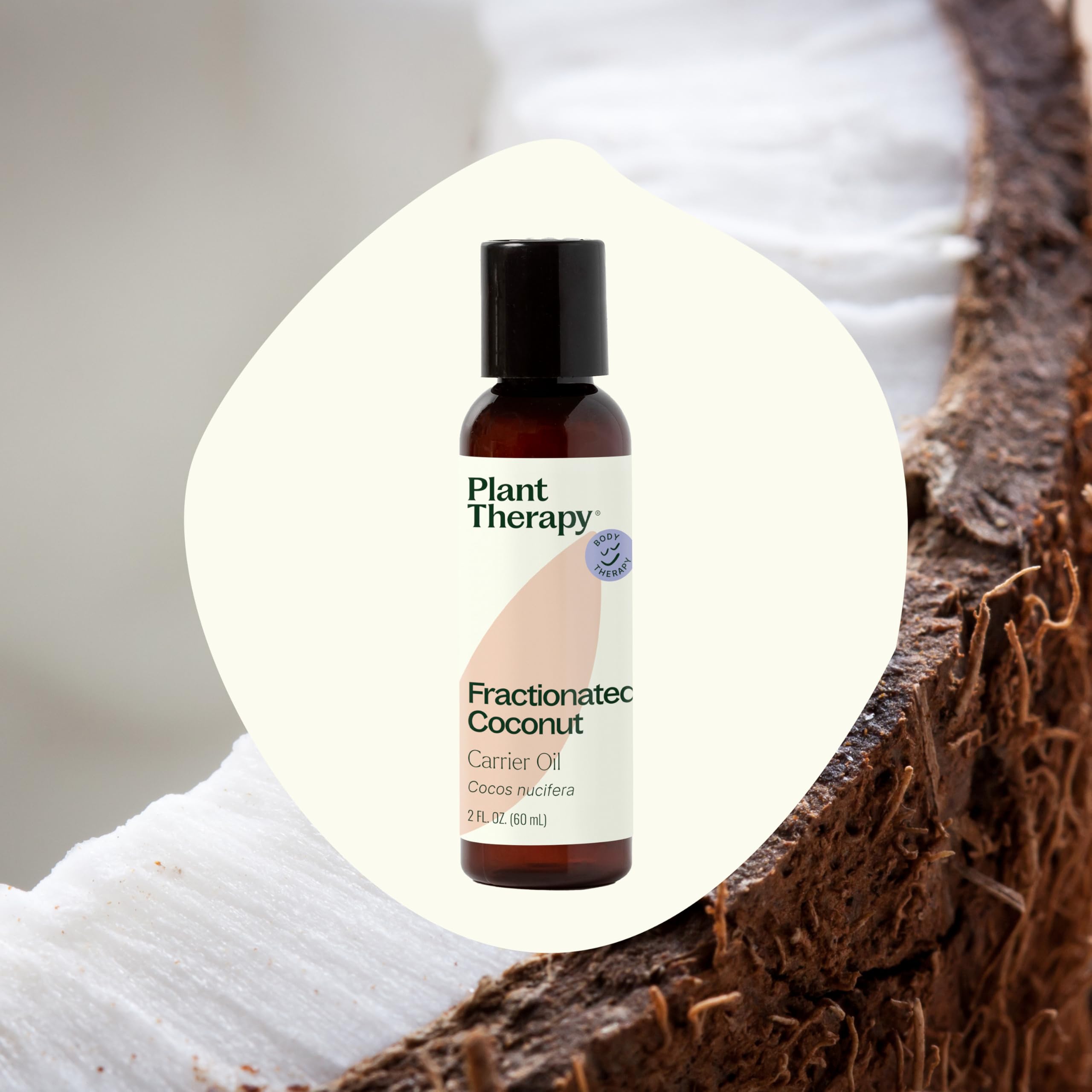 Plant Therapy Fractionated Coconut Oil in liquid form for quick skin absorption.
