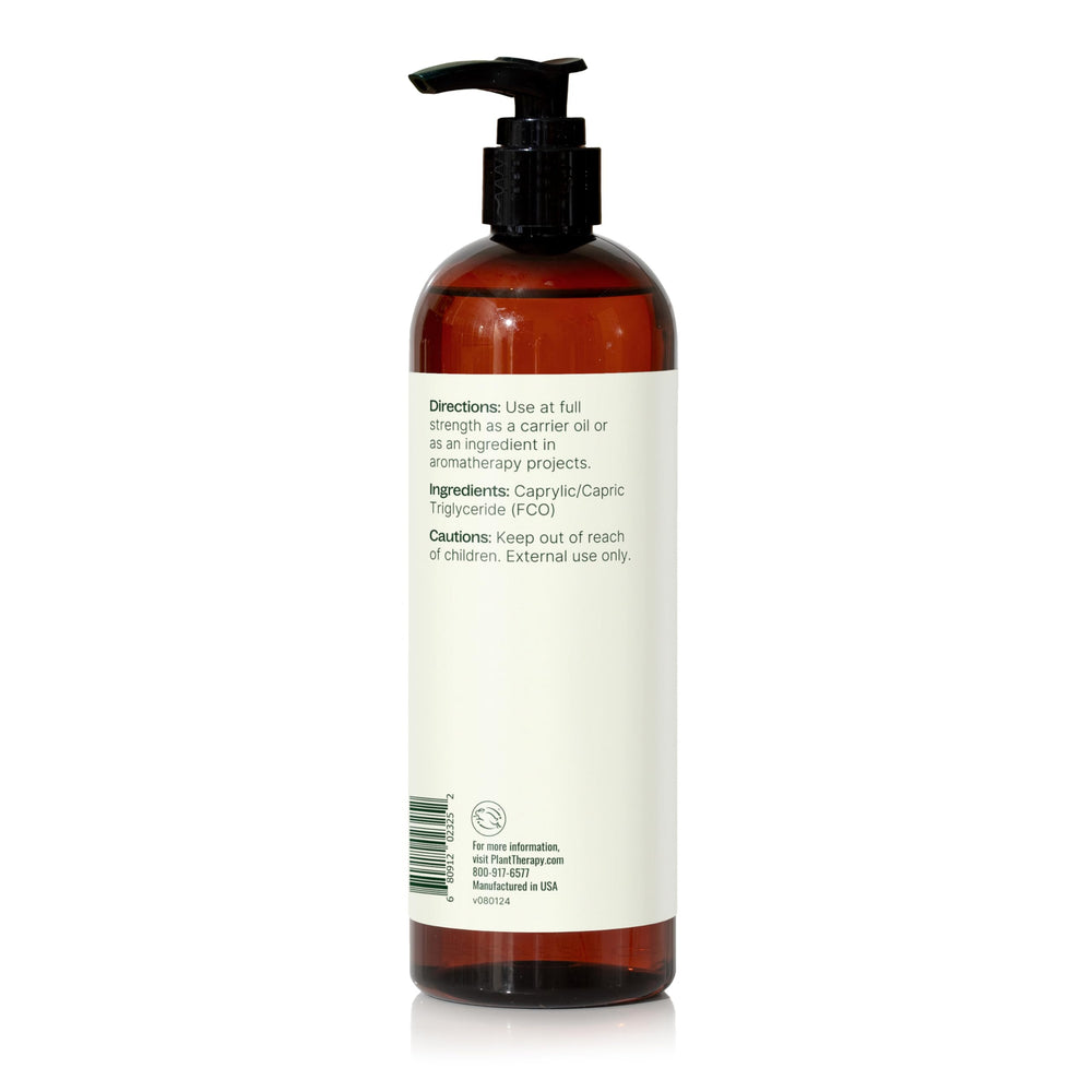 Plant Therapy fractionated coconut oil third-party tested for purity.