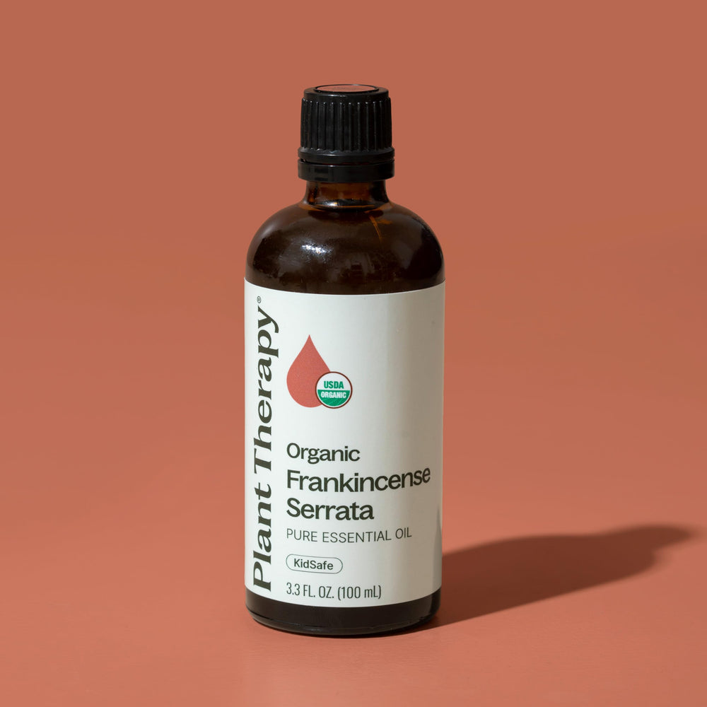 USDA Organic certification badge accompanies Plant Therapy Frankincense Serrata, signaling organic integrity.