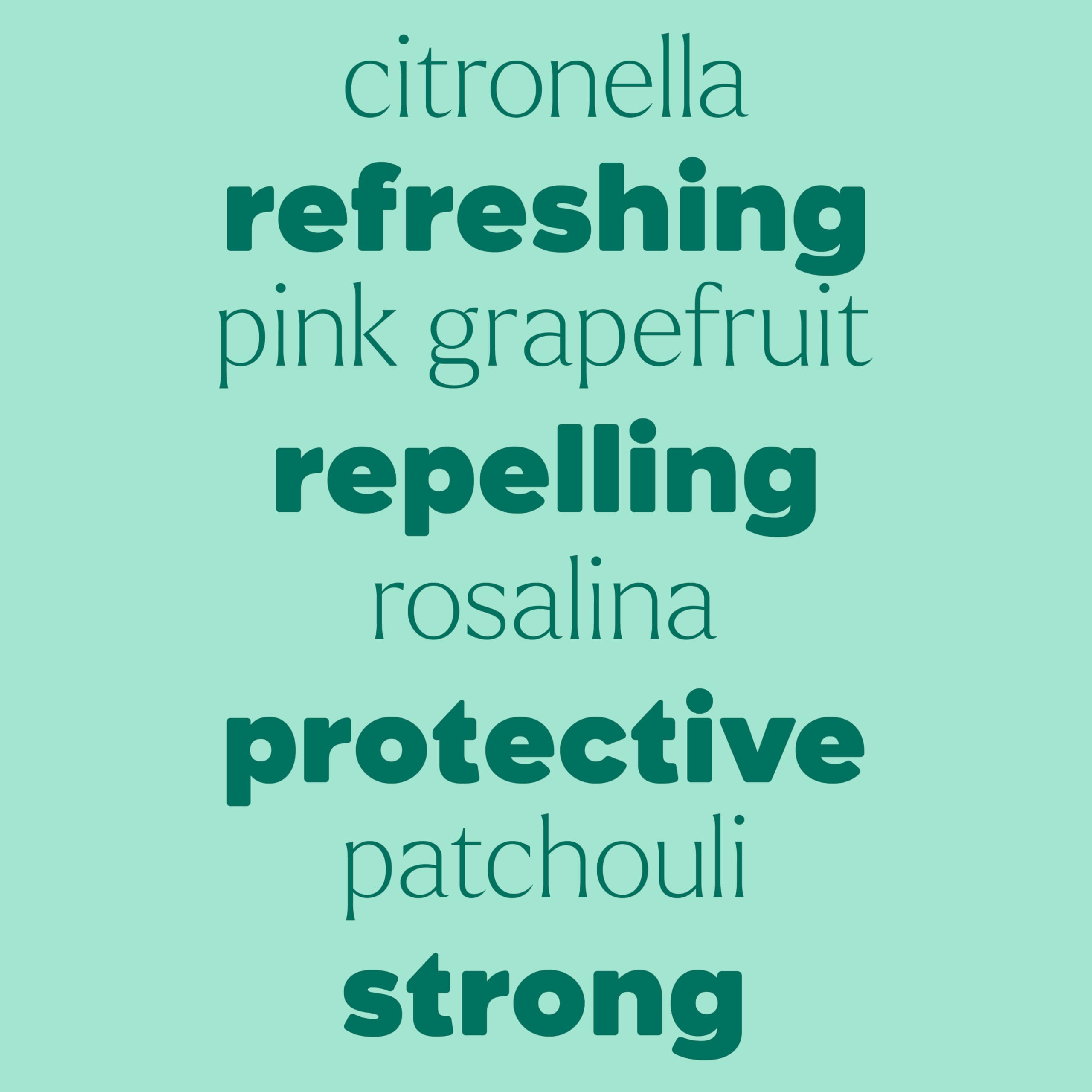 Shield Me ingredients include citronella, grapefruit, geranium, Rosalina, and patchouli.