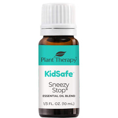 Plant Therapy KidSafe Sneezy Stop bottle ready for diffuse use to support breathing