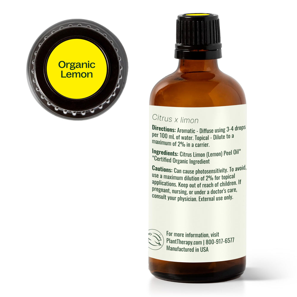 Plant Therapy Lemon Essential Oil in an aromatherapy session, offering uplifting scent for mood-friendly spaces.