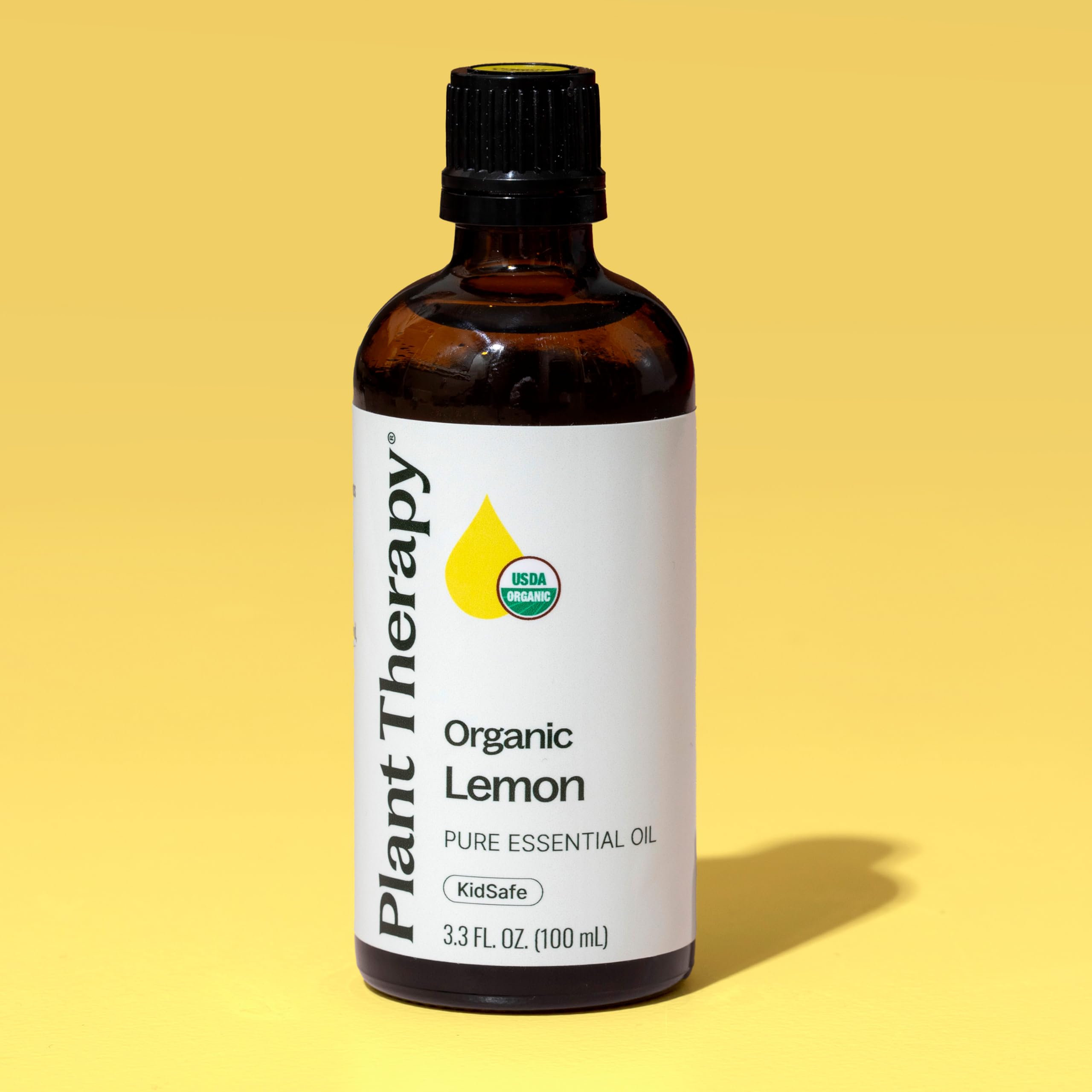 Plant Therapy Organic Certification seal on Lemon Oil, reinforcing organic origin.