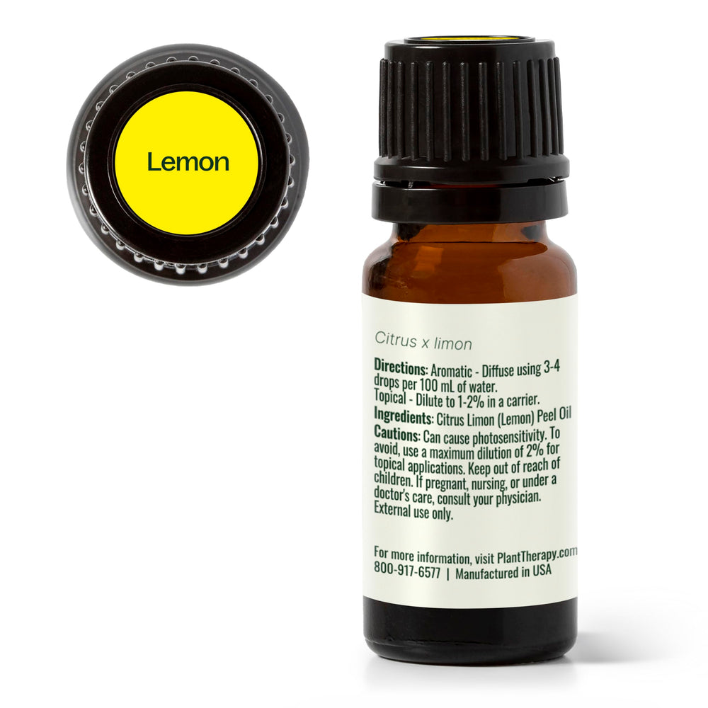 Plant Therapy Lemon Oil bottle packaging designed for everyday use.