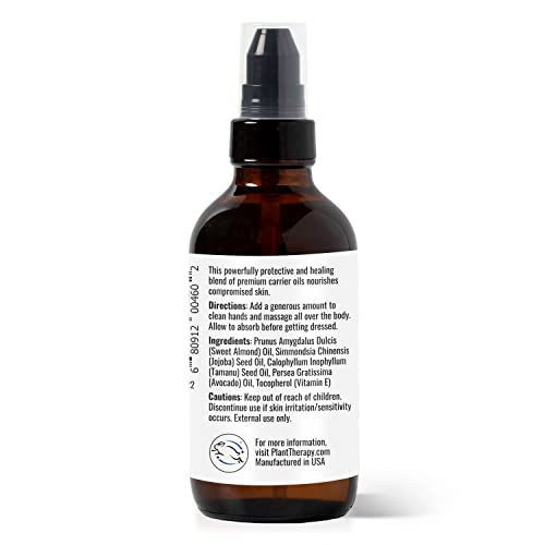 Plant Therapy Near Perfection bottle close-up highlighting unscented formula for sensitive skin