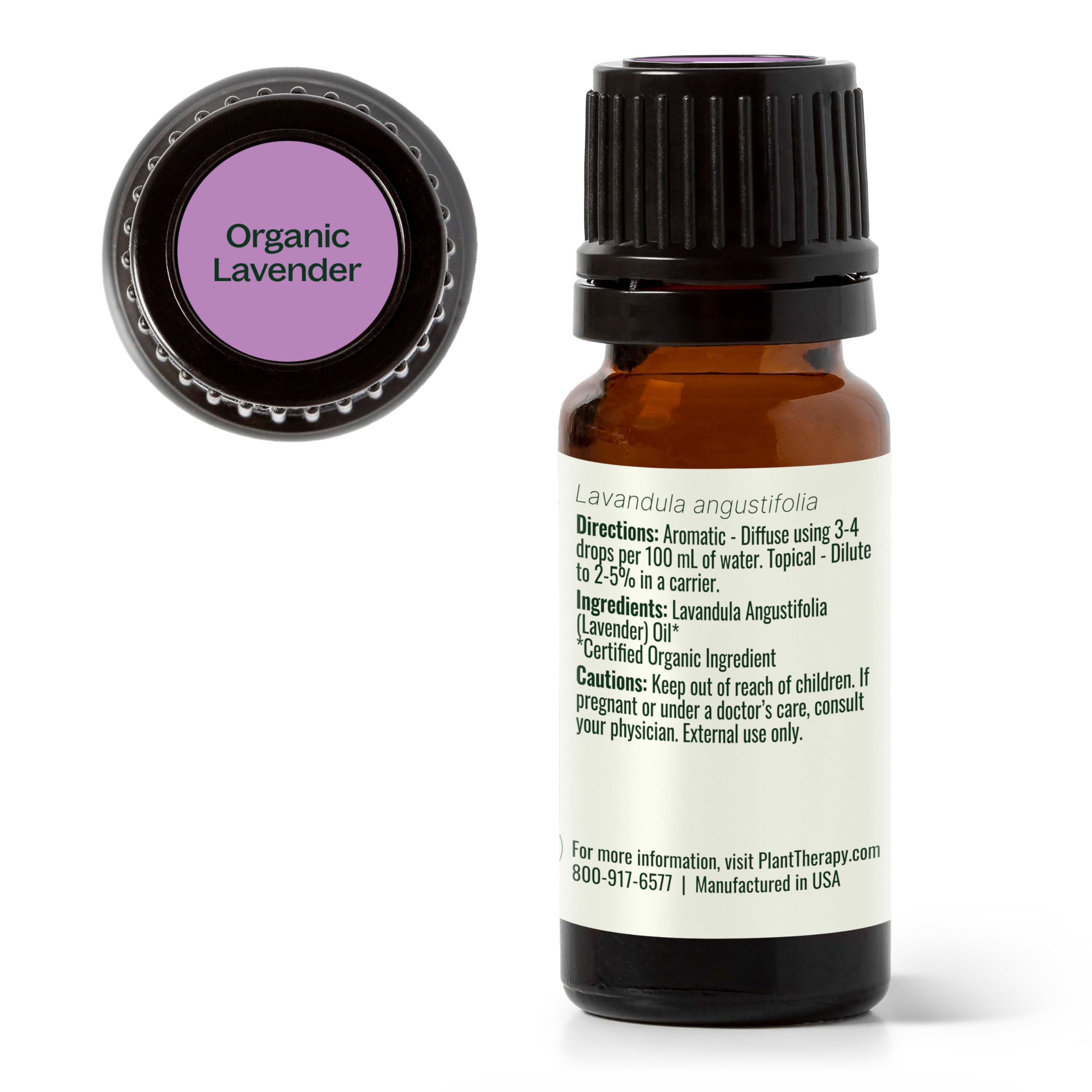Plant Therapy Organic Lavender Essential Oil in a calming home spa setup.